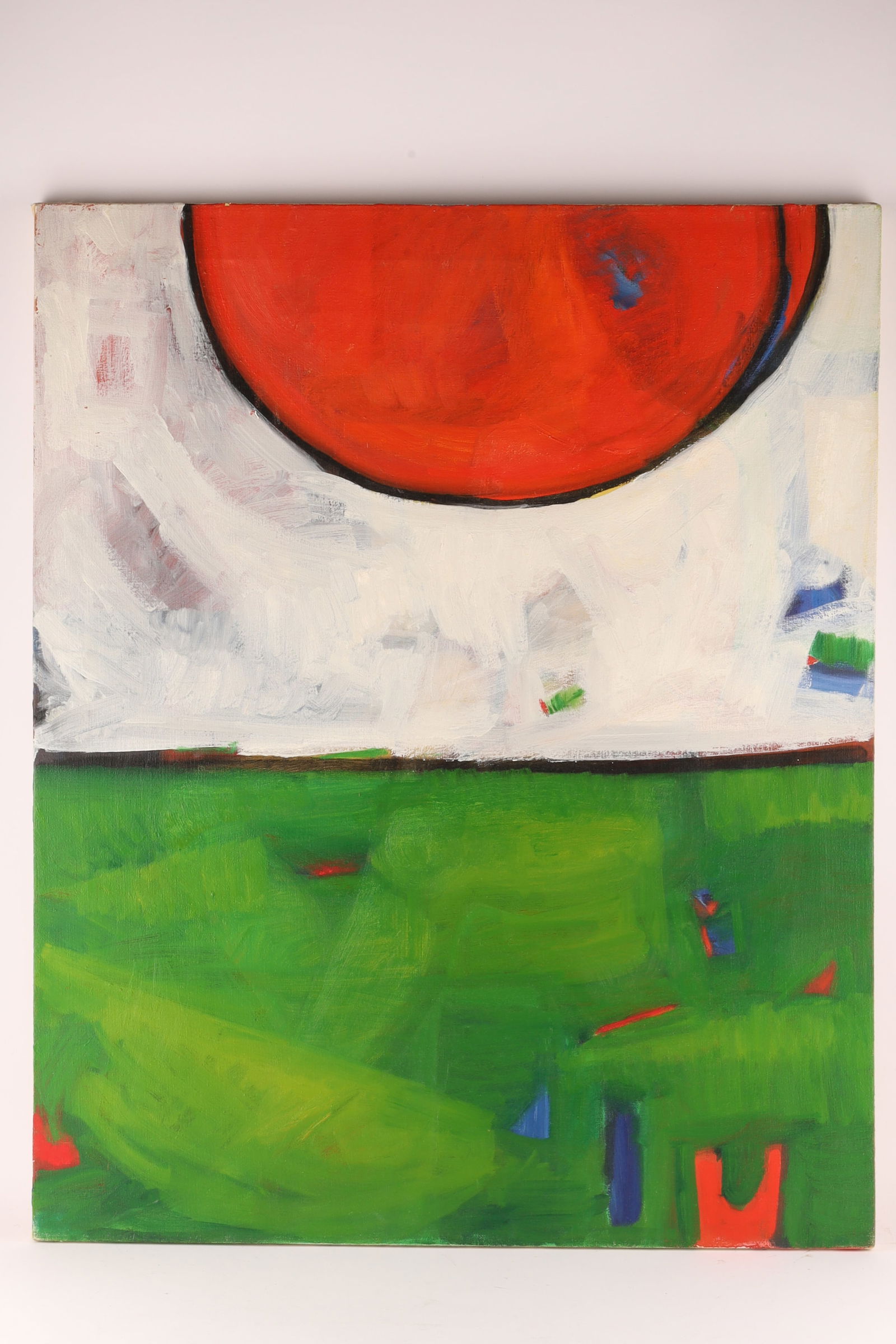 Marcel Favreau (Canadian, 1921-2009), Abstract Painting with Red Disc and Green Field (1 of 5)