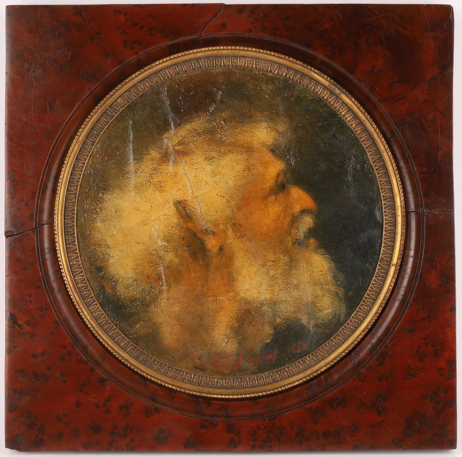 Follower of Rembrandt, Bearded Elder in Profile, 1867, Signed, Oil on Canvas (1 of 7)