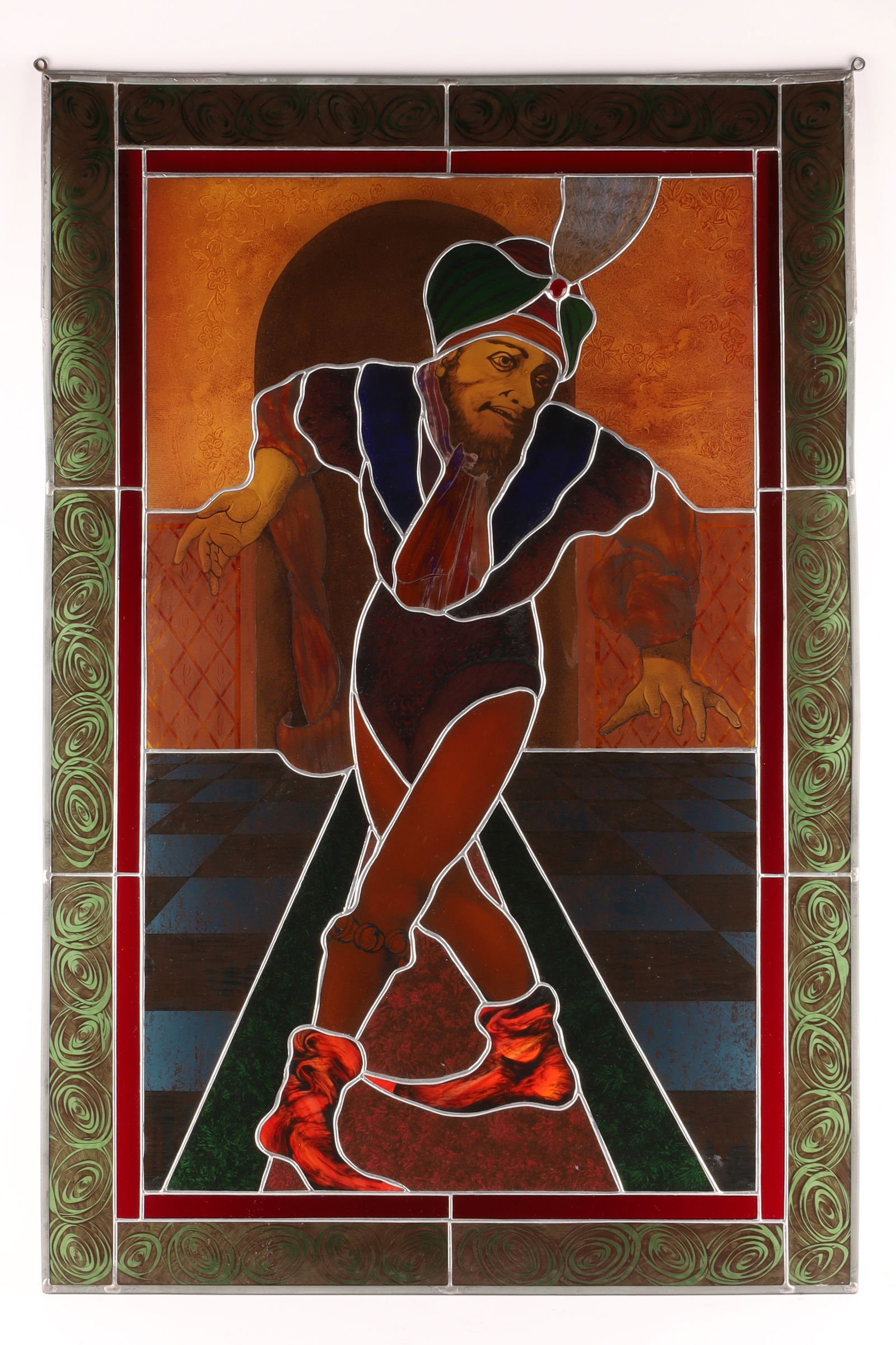 Stained Glass Panel “The Court Jester, ?? French Renaissance Revival Style (1 of 6)