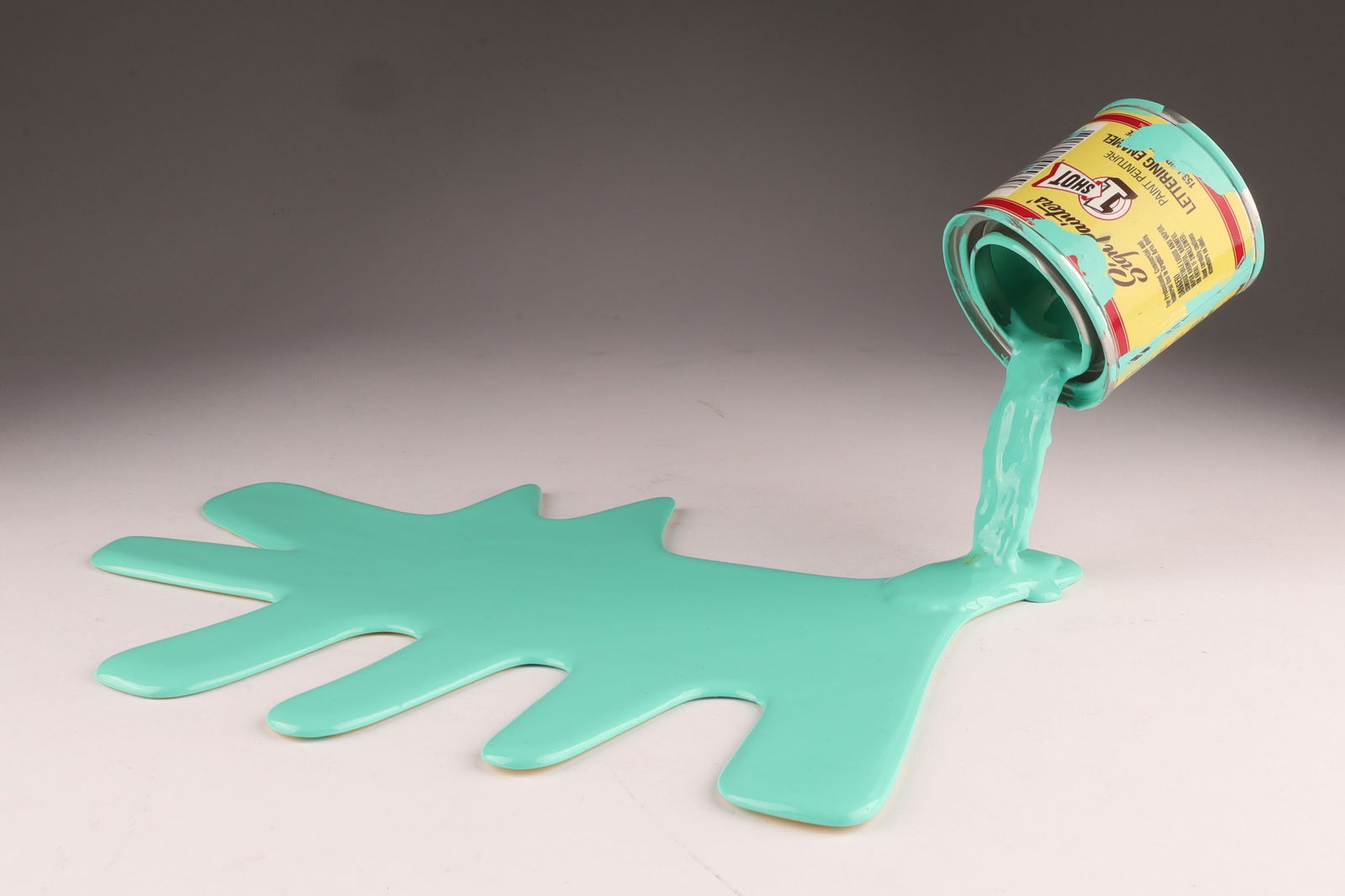 Joe Suzuki (Japanese-American, b. 1976) Happy Accidents Teal Barking Dog: Joe Suzuki (Japanese-American, b. 1976) Happy Accidents Teal Dog Shaped Puddle. Signed on underside. 12 inches W x 8 deep x 5 H. A tribute to Keith Haring's celebrated barking dog. Signed on the base.