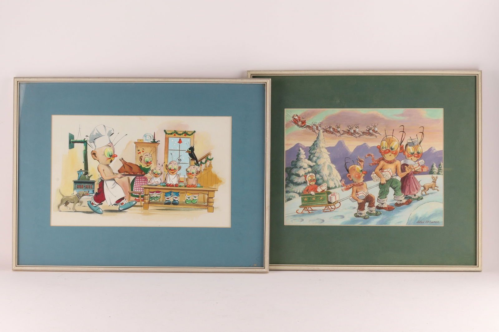 Pair of Alexander Lithgow McLaren (1892-1978) Paintings of Christmas Dingbats (1 of 5)