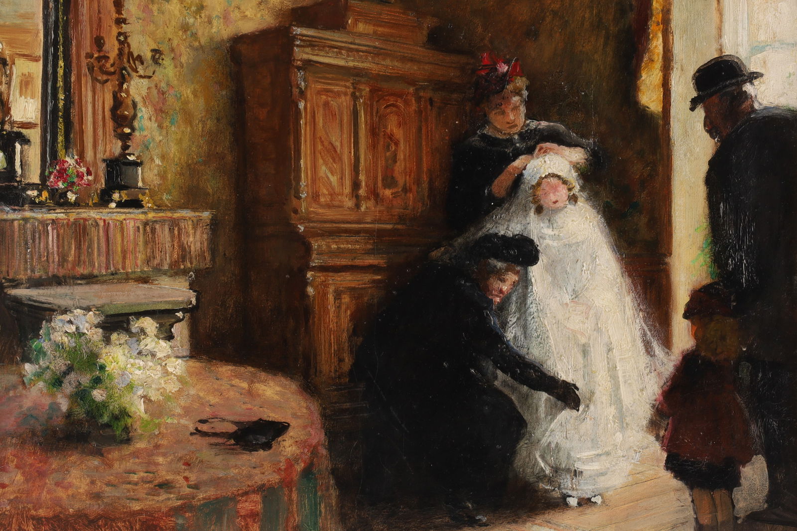 Jules René Hervé (French, 1887-1981) Impressionist Interior Scene First Communion (1 of 5)