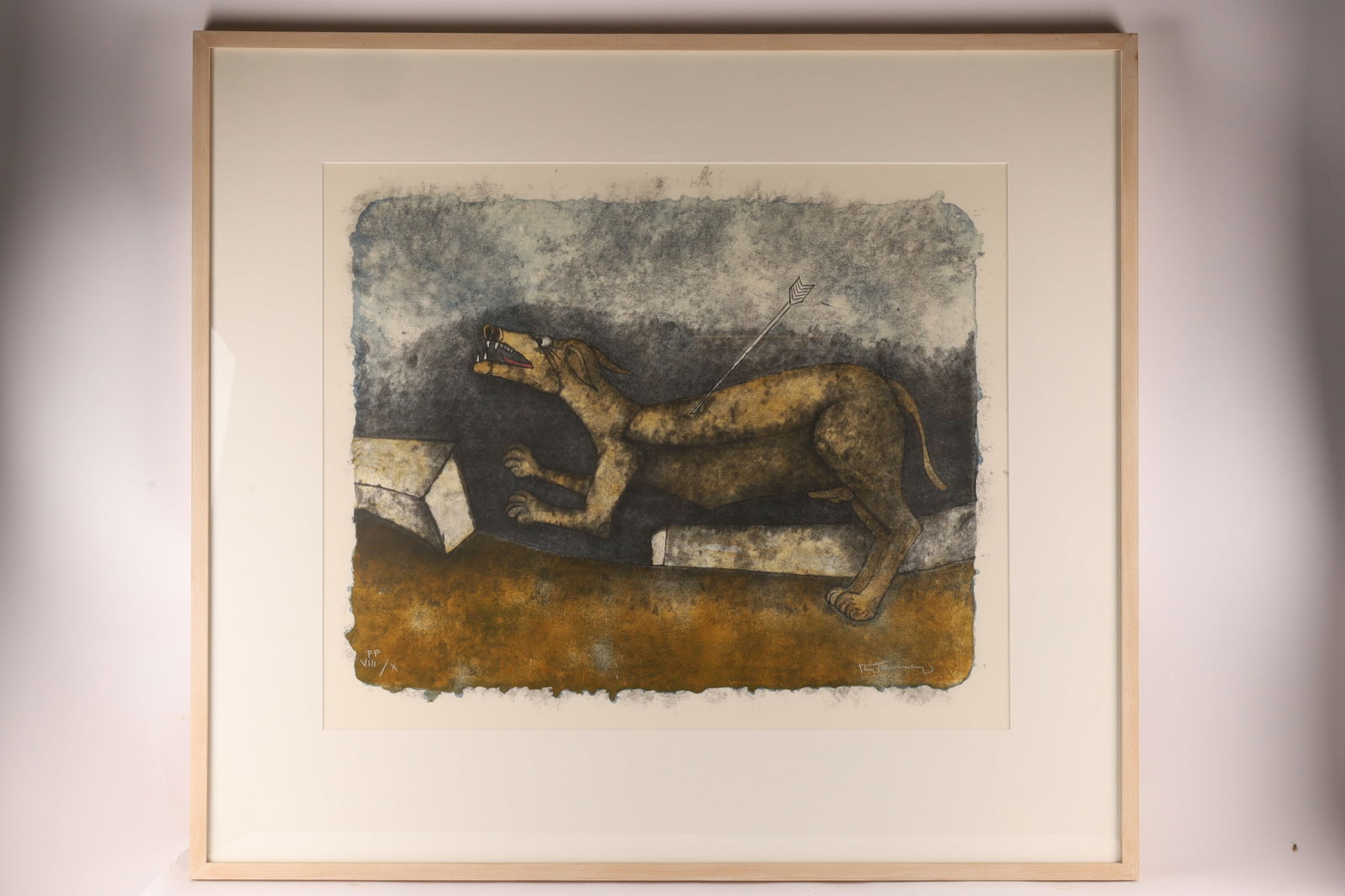 Rufino Tamayo (Mexican, 1899-1991), Perro Herido (Wounded Dog), PP VIII/X, Mixografía, ca. 1975-85 (1 of 6)