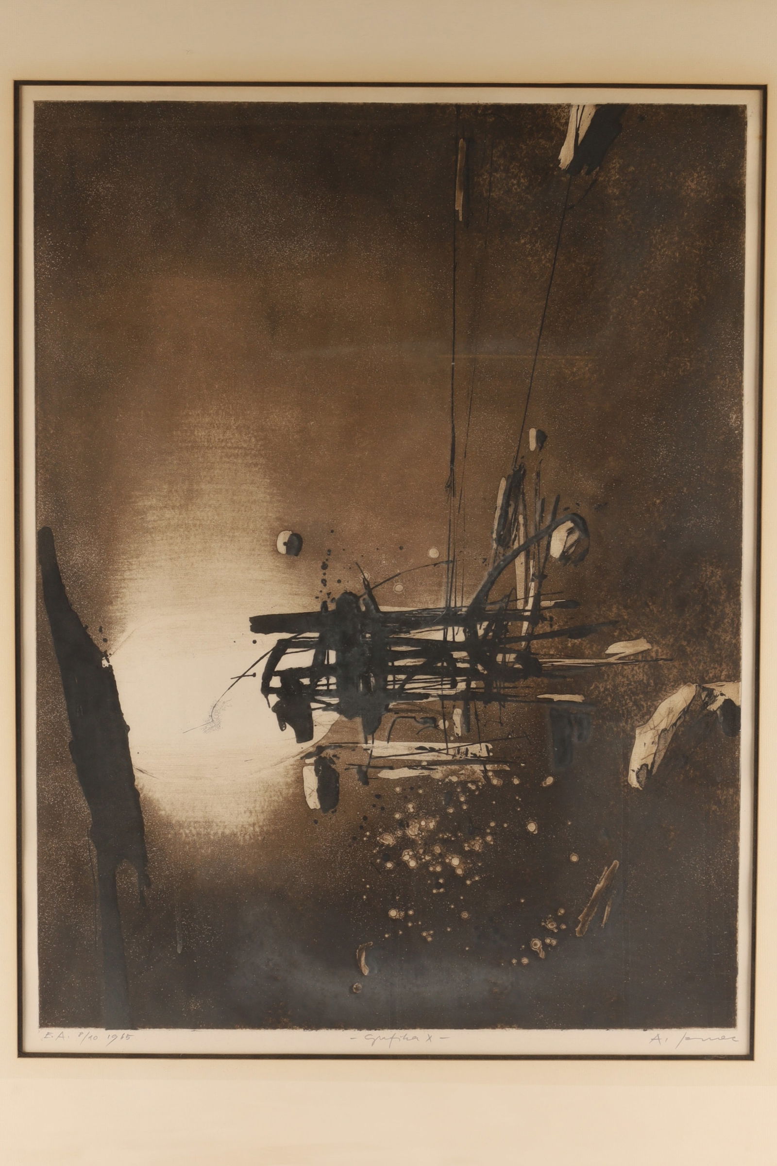 Mid Century Surrealist Abstract Lithograph Grafika X Signed A. James (1 of 6)