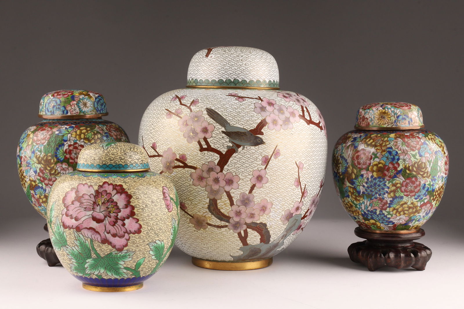 Lot of Four Chinese Cloisonne Ginger Jars (1 of 7)