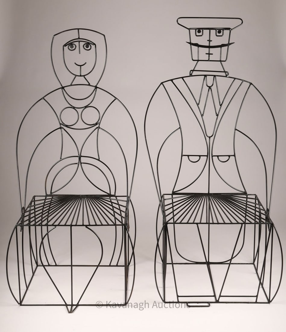 Pair John Risley (USA 1919-2002) Figural Chairs (1 of 6)