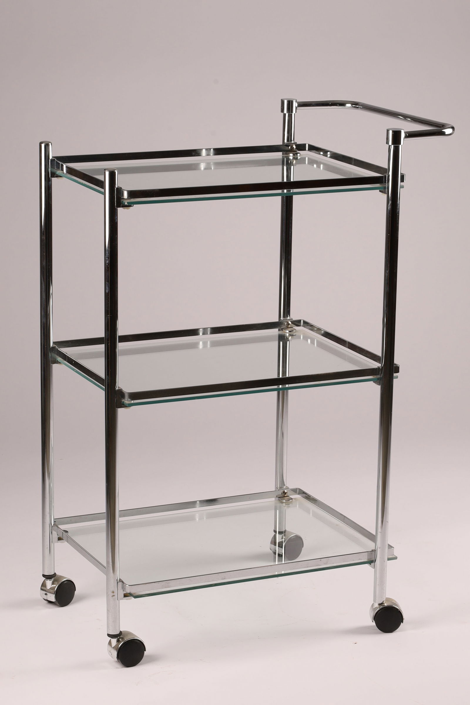 Mid Century Chrome and Glass Tiered Rolling Bar Cart (1 of 3)