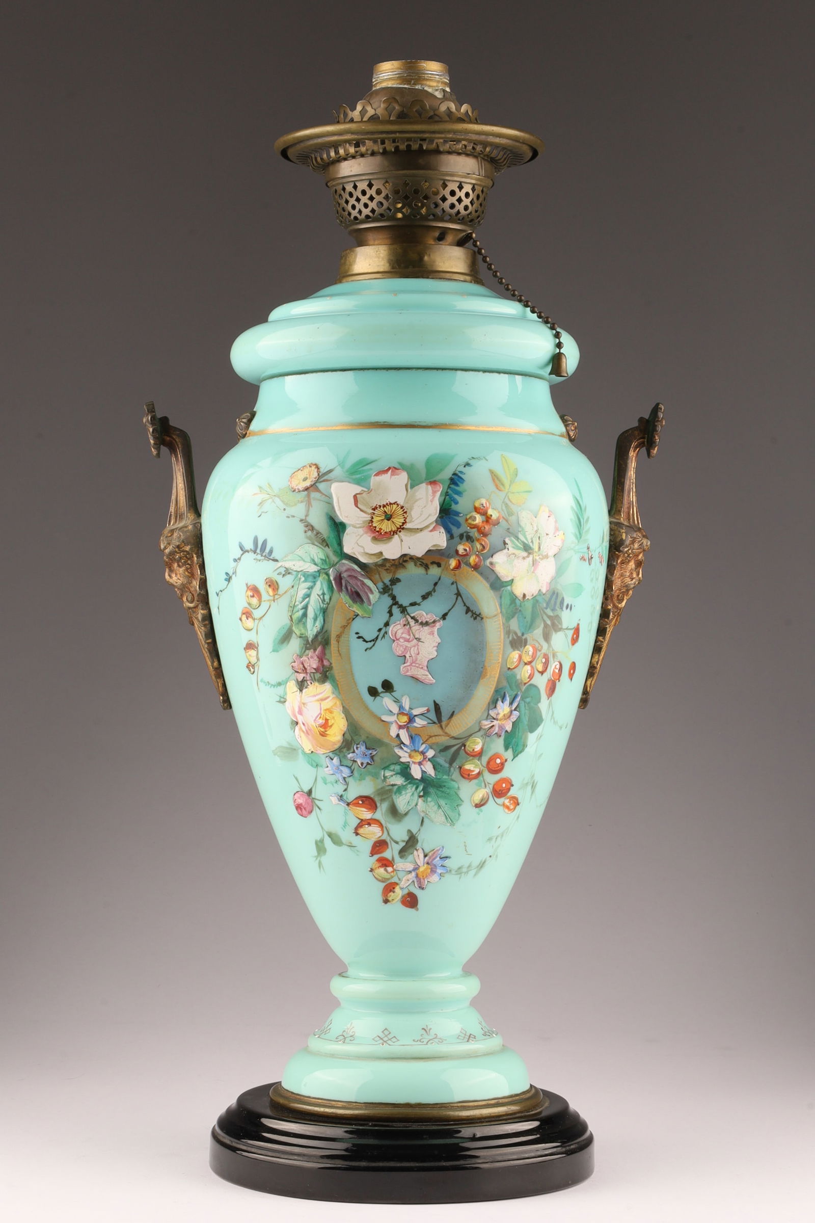 Antique Victorian Glass Oil Lamp Converted to Electricity (1 of 9)