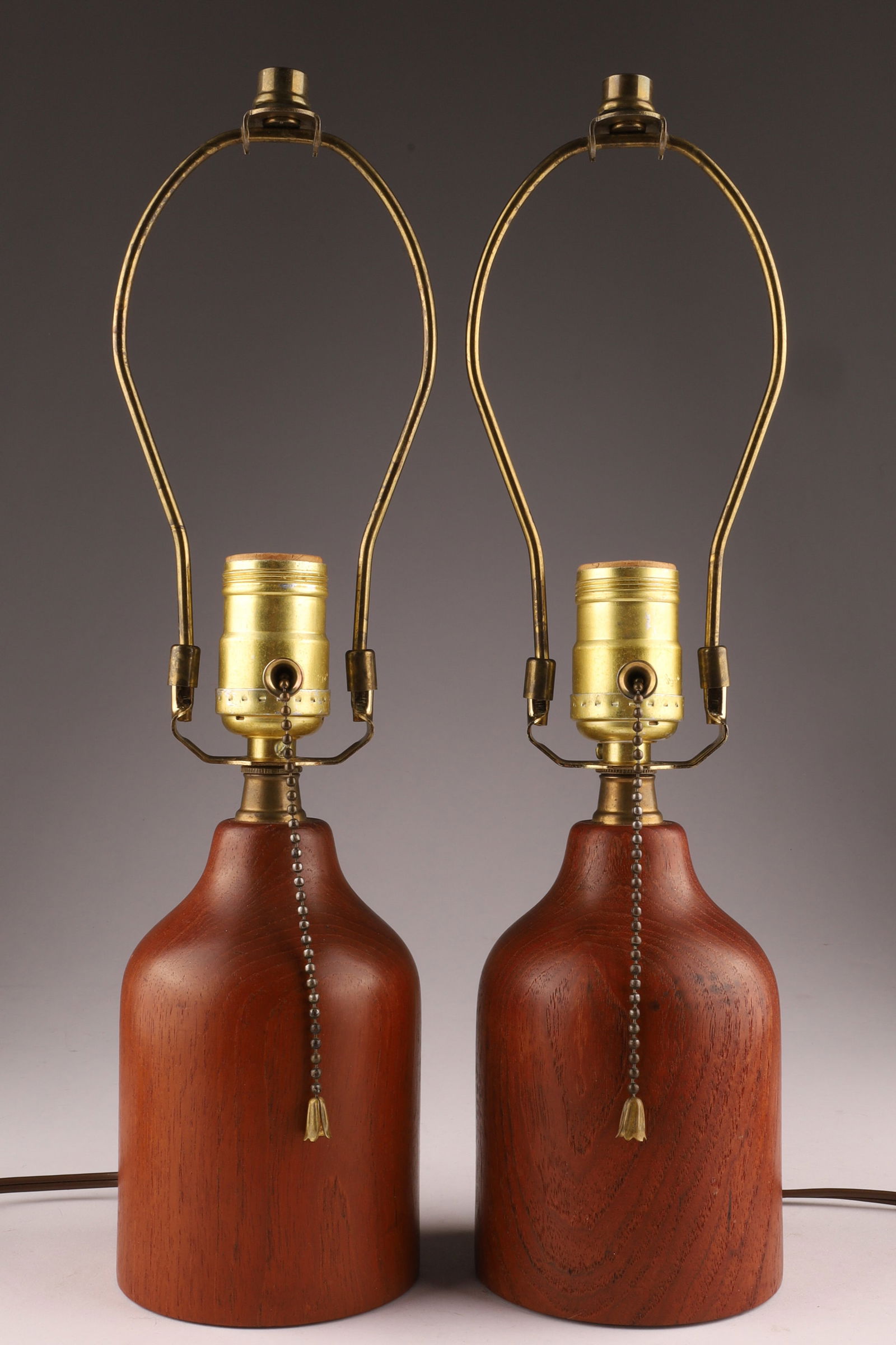 Pair of Small Mid Century Teak Table Lamps (1 of 4)