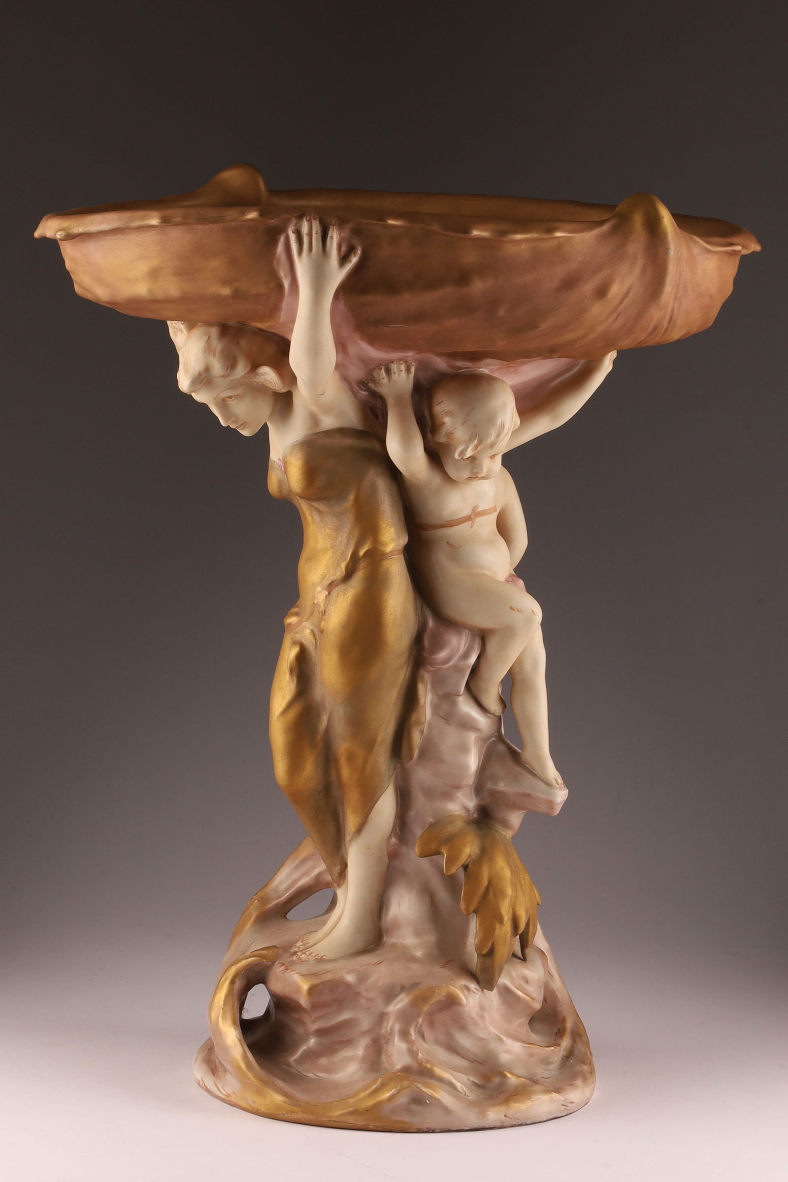 Royal Dux Art Nouveau Porcelain Figural Centrepiece with Putti and Woman (1 of 11)