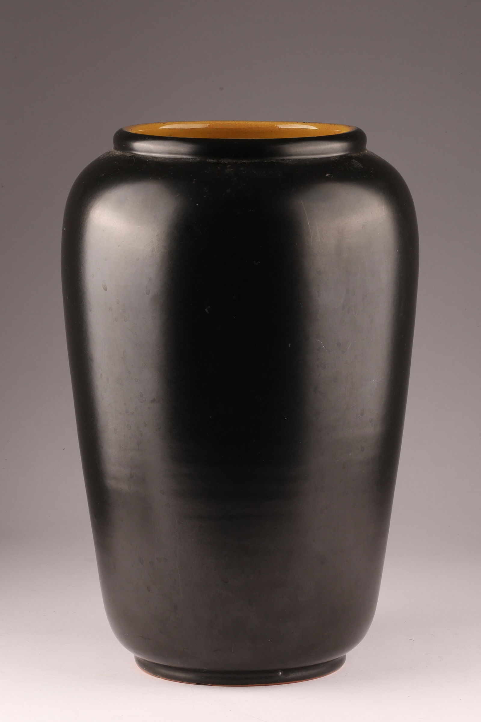 Large Landert Art Pottery Vase Brown Glaze and Yellow Interior (1 of 5)