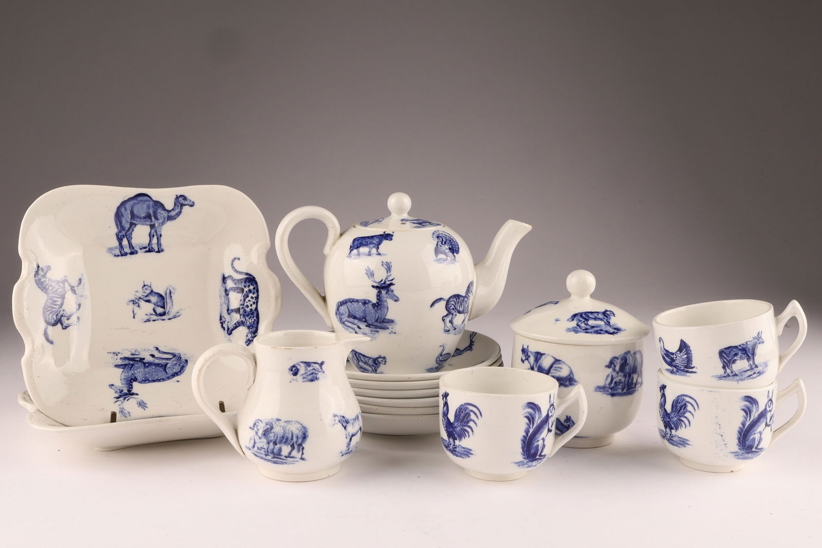 19th C Antique Copeland Spode Porcelain Childs Partial Blue and White Tea Set (1 of 6)