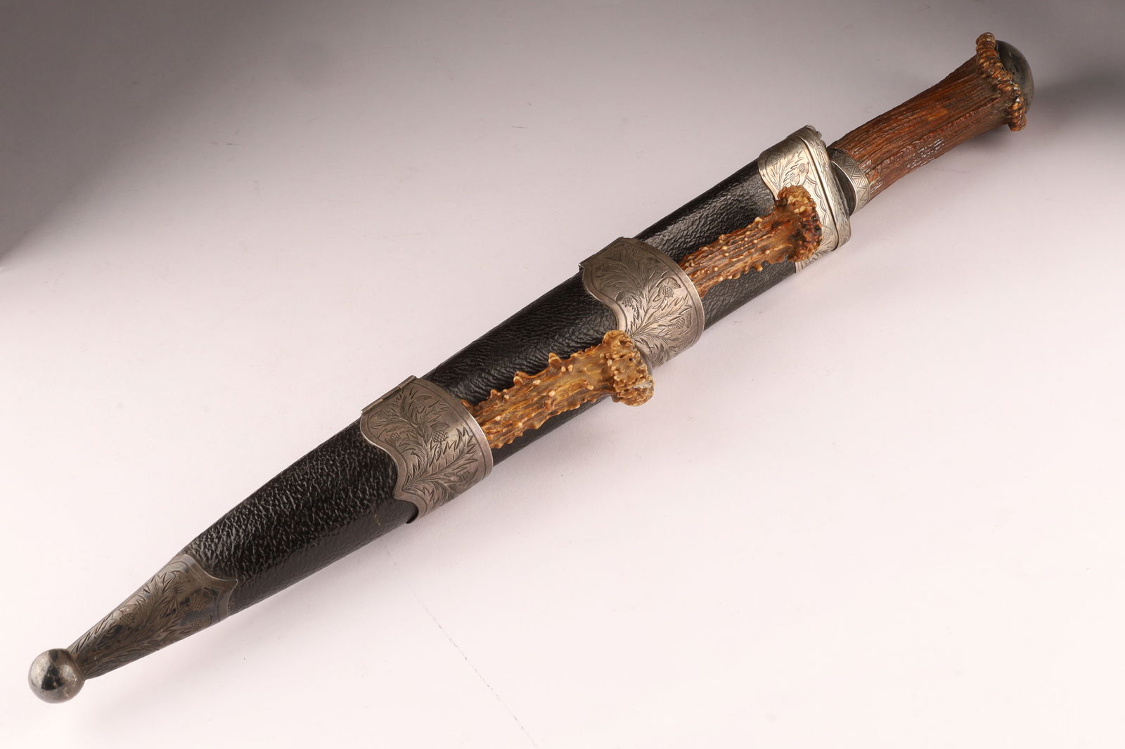 19th C Antique Scottish Silver and Stag Horn Dirk Dagger (1 of 7)