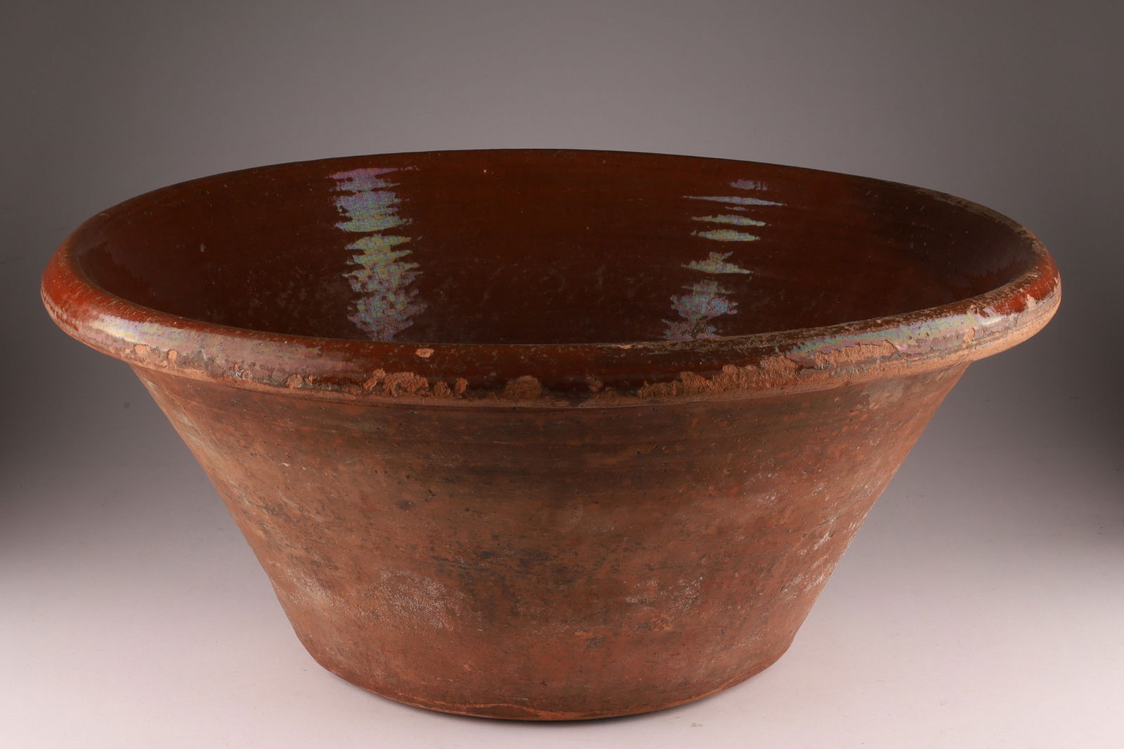 Monumental 19th C. French Glazed Terracotta Dairy Bowl (1 of 8)