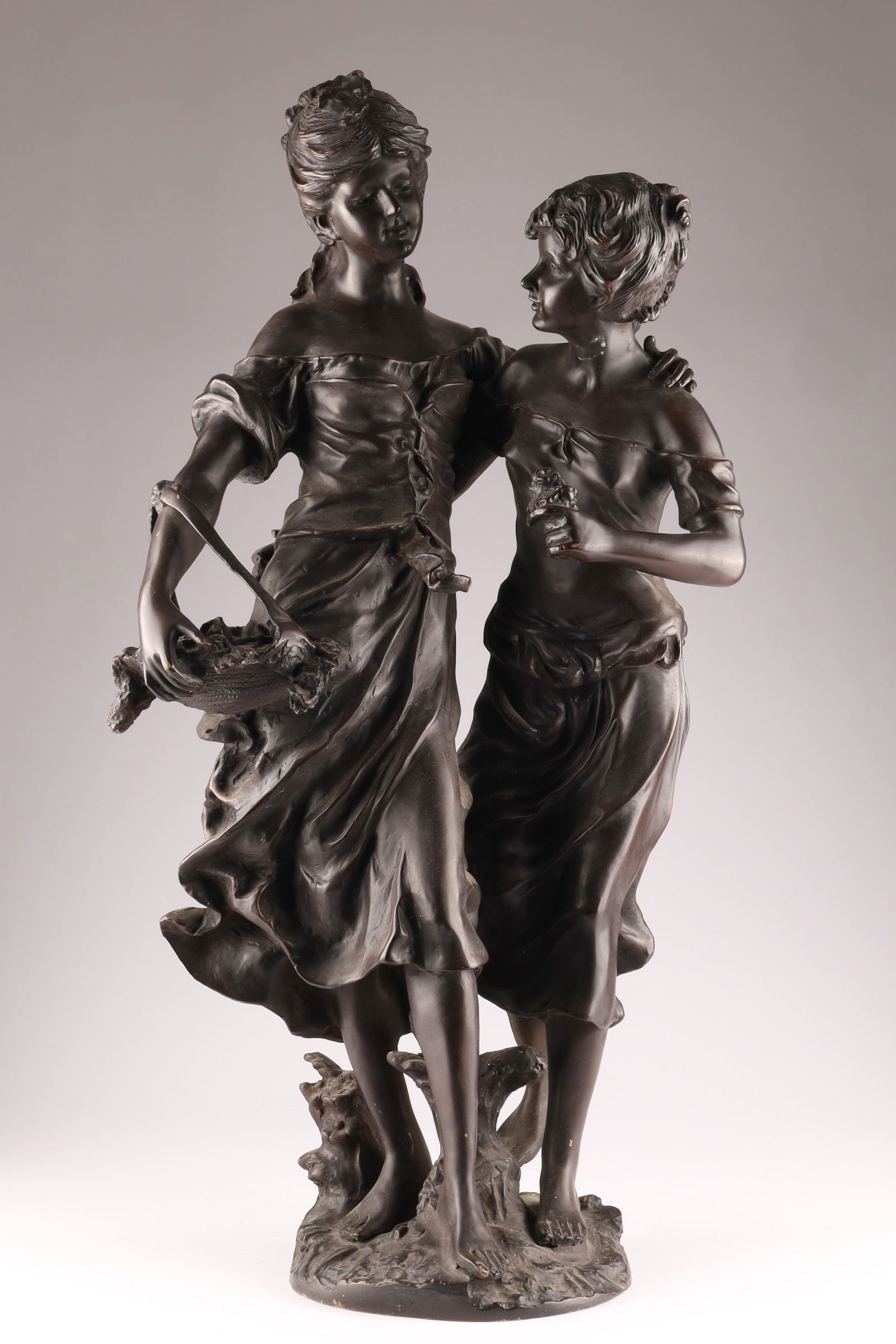 After Guillaume Coustou (French, 1677–1746), ‘Two Companions’, late 19th-c. patinated spelter (1 of 9)