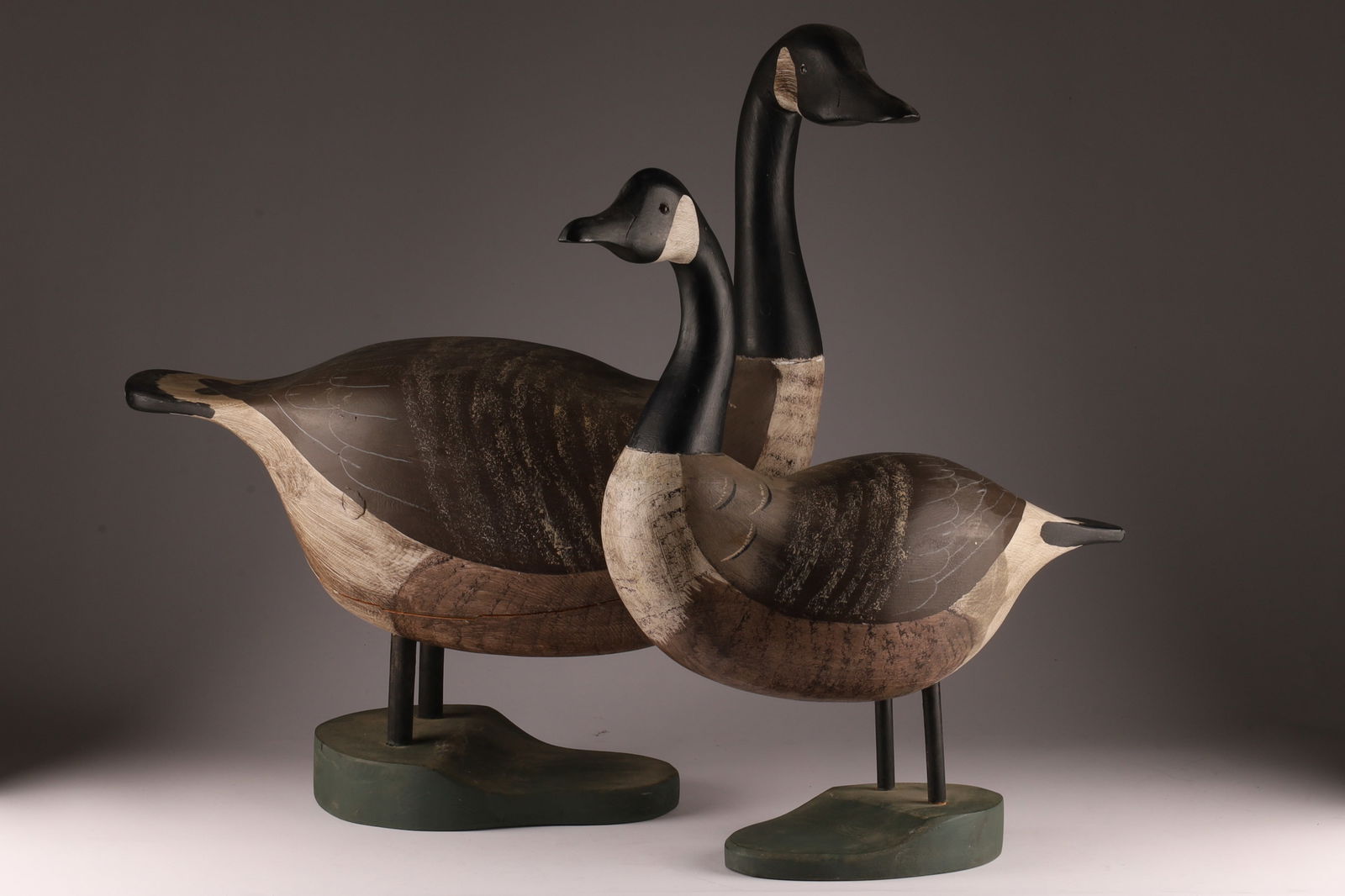 Pair of Carved Folk Art Male and Female Canada Geese Sculptures (1 of 8)