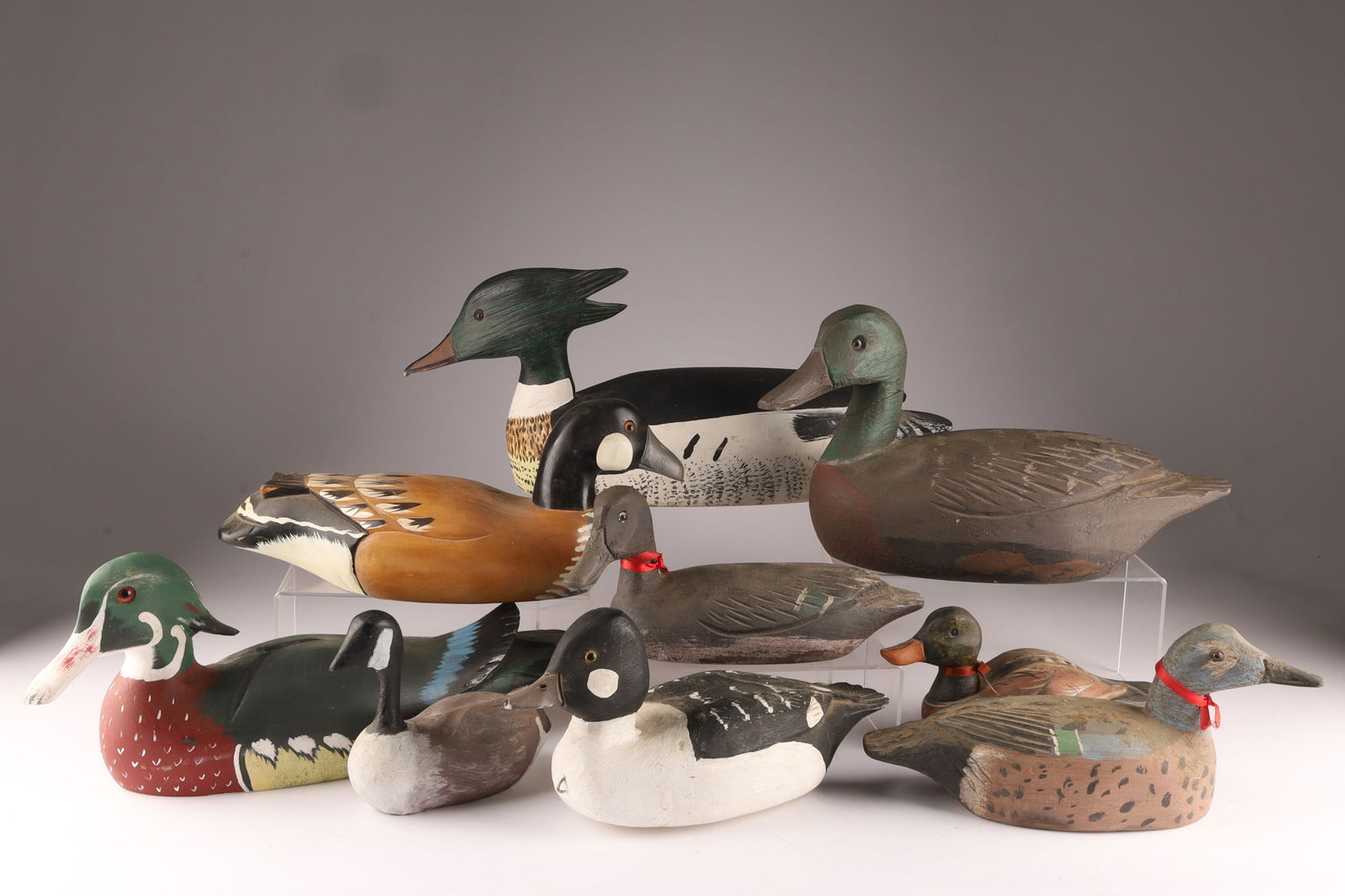 Large Lot of 9 Carved and Painted Duck Decoys (1 of 9)