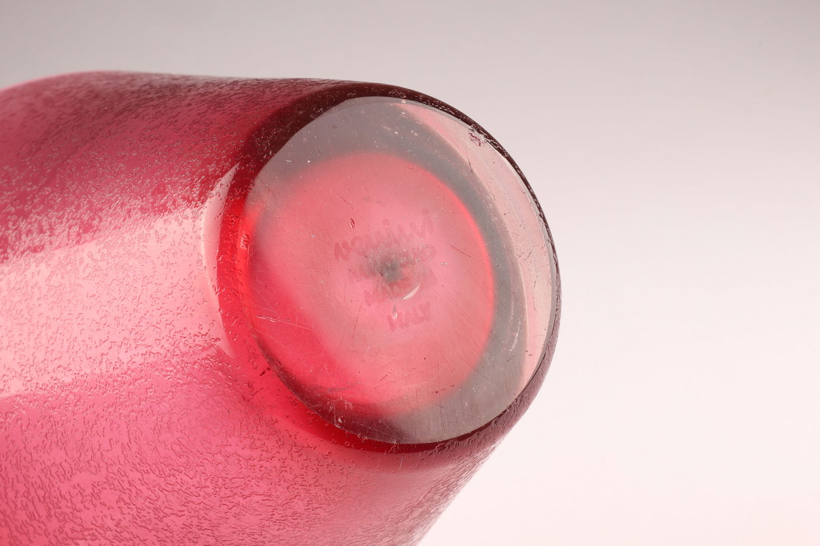 VENINI CARLO SCARPA Corroso Art Glass Vase, Ruby Red, 1940s - 6