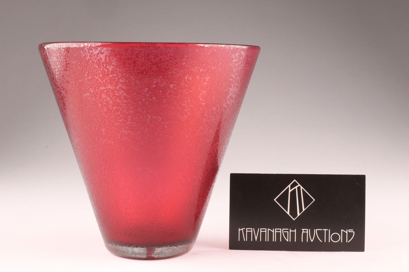 VENINI CARLO SCARPA Corroso Art Glass Vase, Ruby Red, 1940s - 7