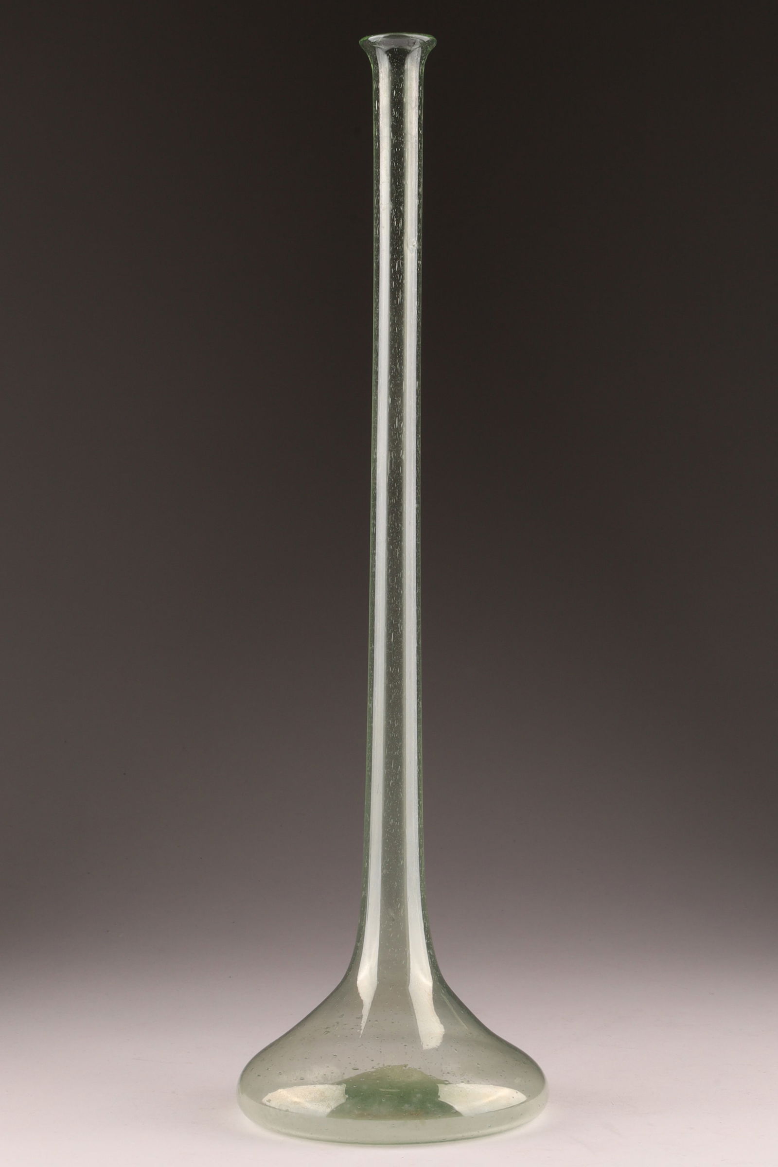 HISTORICAL Pauly & Co. Murano Green Glass Sample Vase,: This vase is a historical piece from the Pauly & Co. sample room, dating to circa 1920. Measuring14.5 inches H x 4 W. From the collection of a prominent glass collector from Toronto.