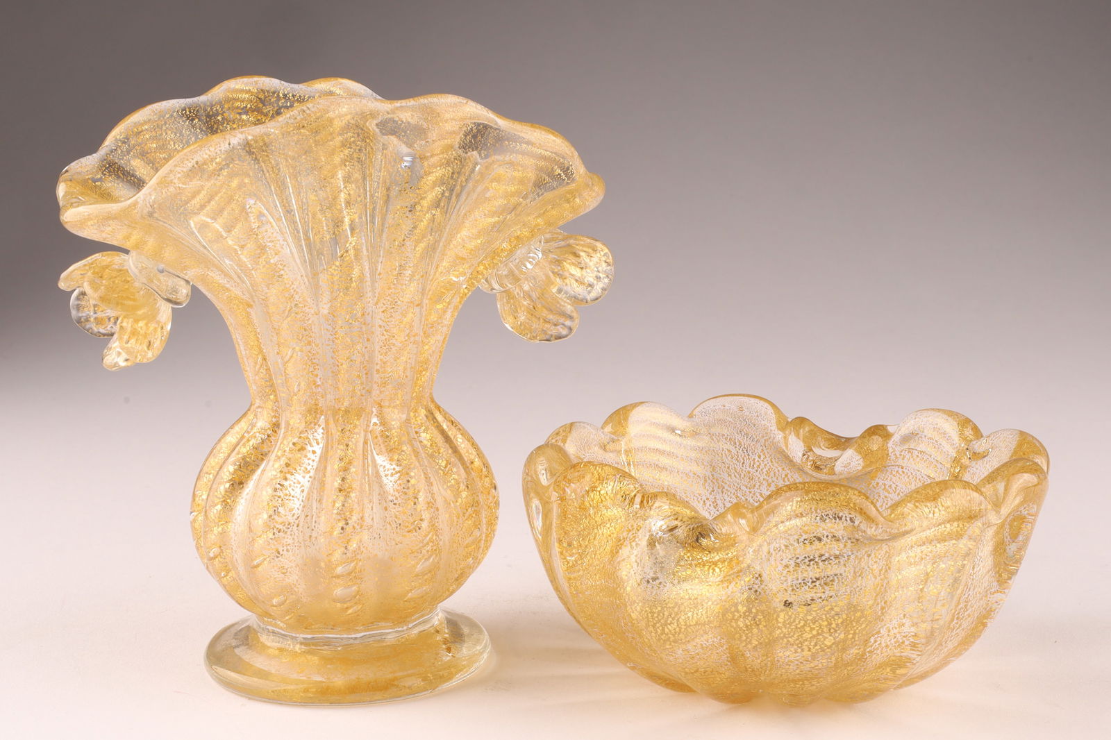 BAROVIER & TOSO Cordonato D'oro Murano Glass Set, Gold (1 of 6)