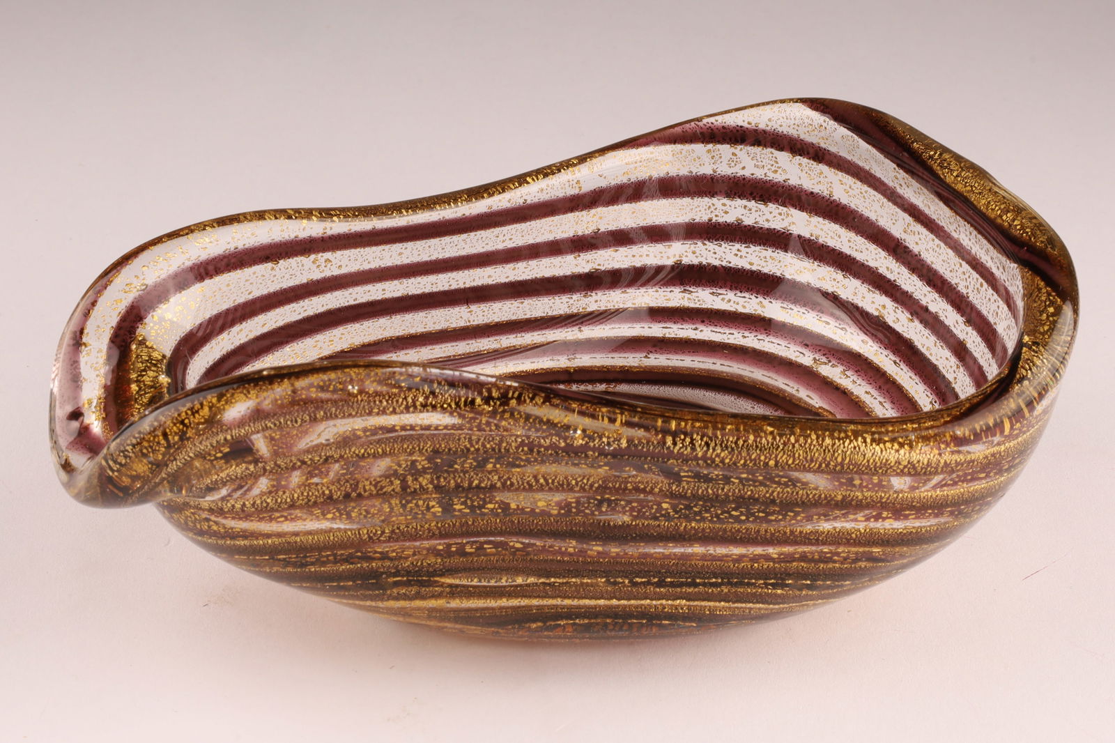 BAROVIER & TOSO Murano Zebrati Striped Glass Bowl, 1950s (1 of 6)