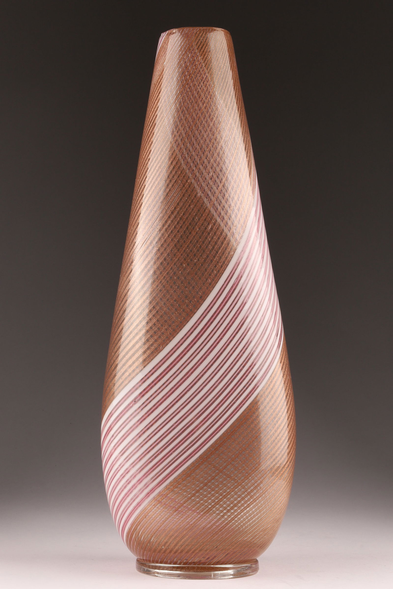 DINO MARTENS AURELIANO TOSO Murano Striped Cylinder Vase (1 of 8)