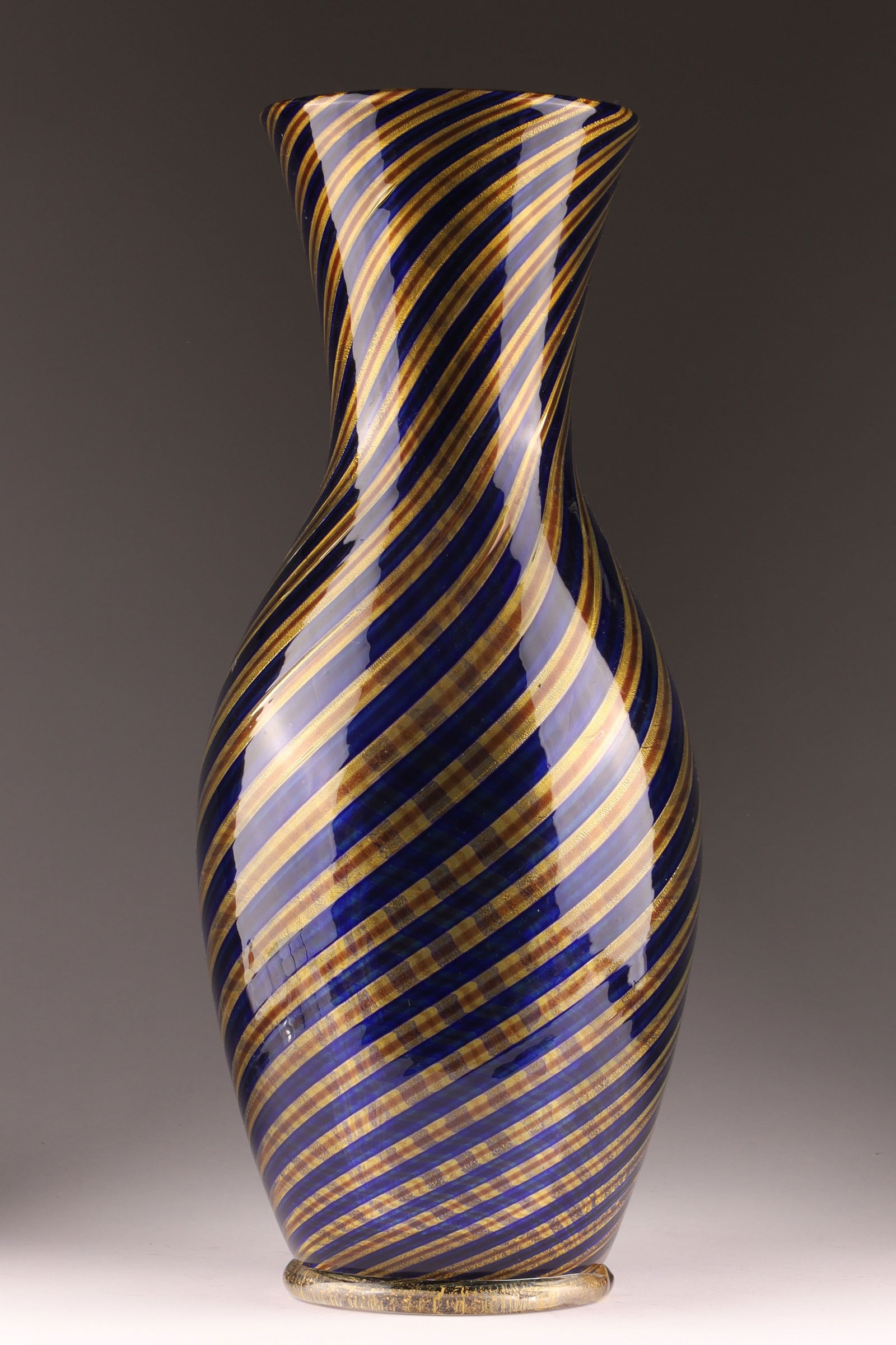SALVIATI Attributed Murano Reticello Net Vase, Deep Blue (1 of 8)