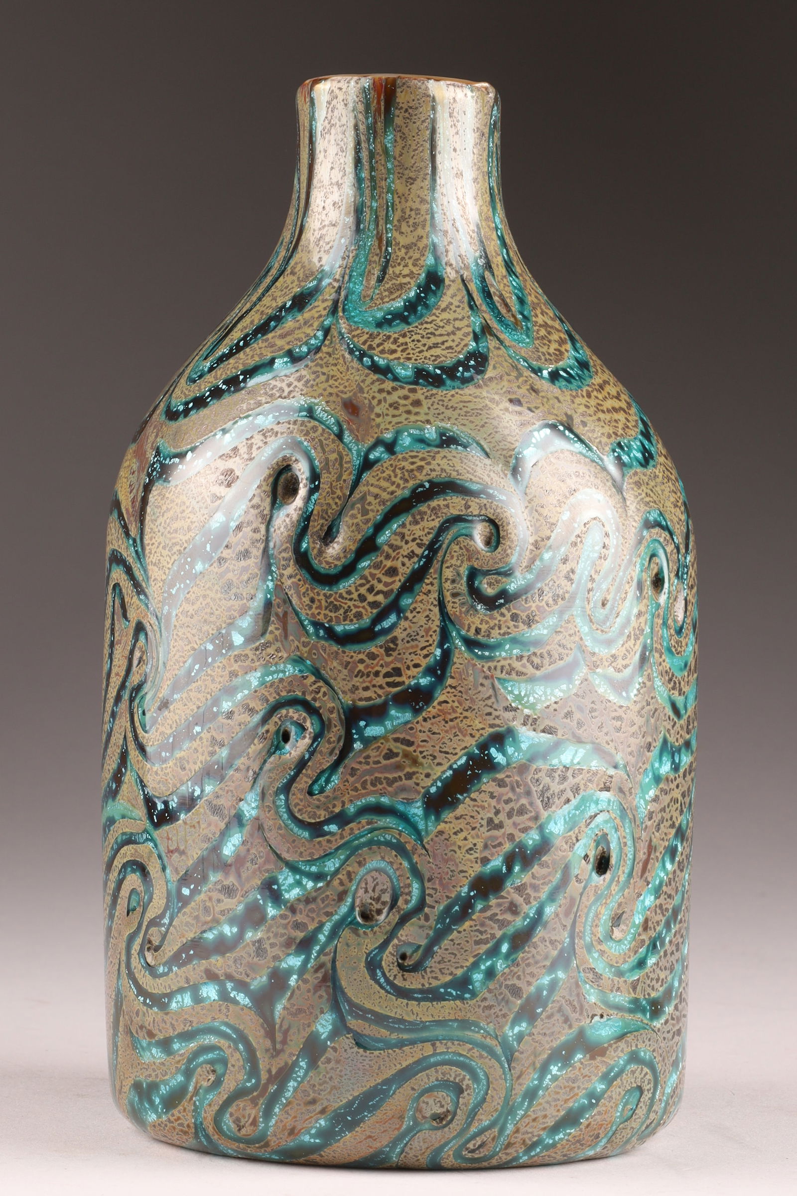 ALDO NASON GALLIANO FERRO Glass Vase, Blue/Gold (1 of 9)