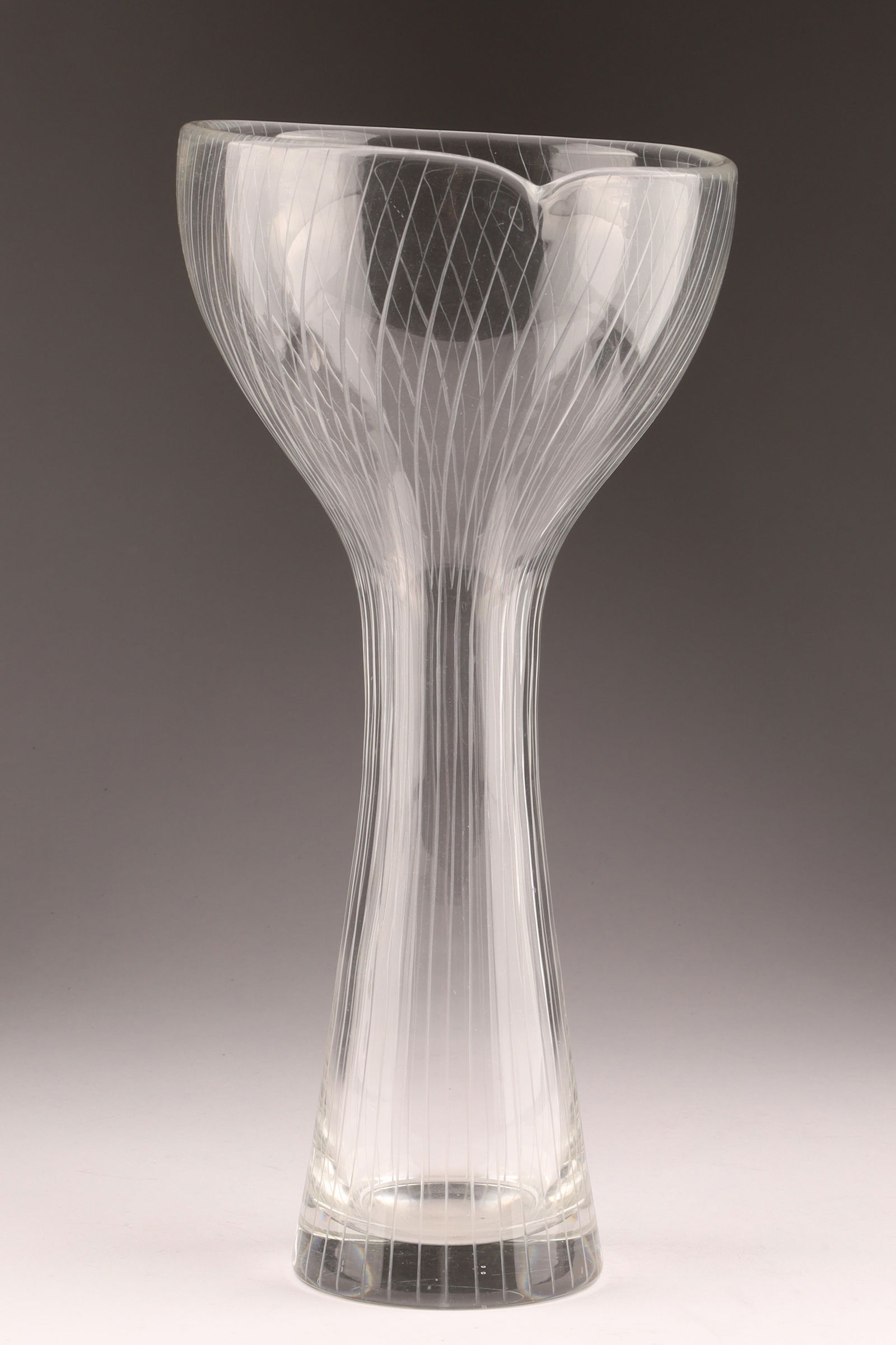 IITTALA TAPIO WIRKKALA Finnish 'Line Cut' Glass Vase, Tall (1 of 5)