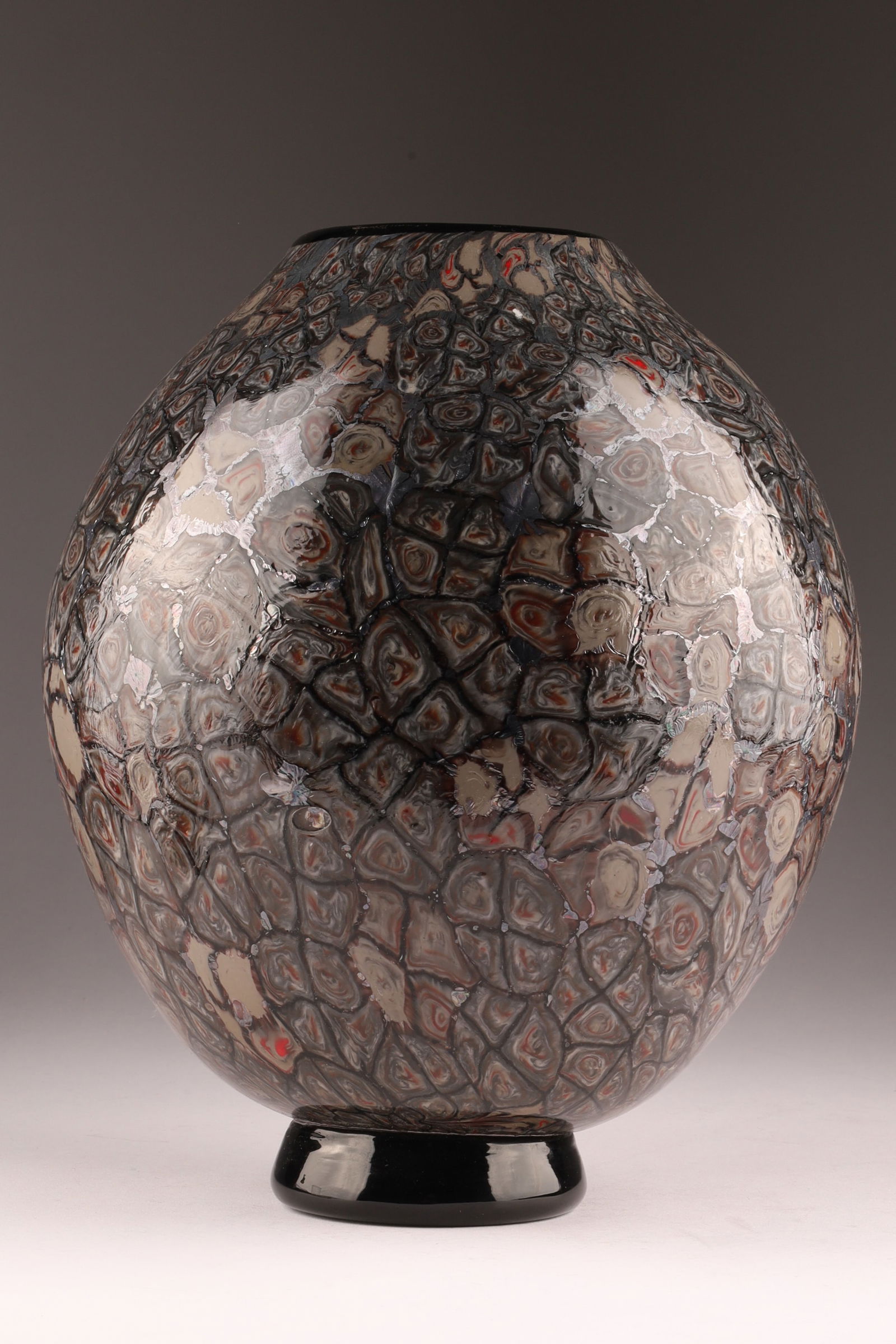 VITTORIO FERRO Murano Murrines Glass Vase, Silver Foil (1 of 6)