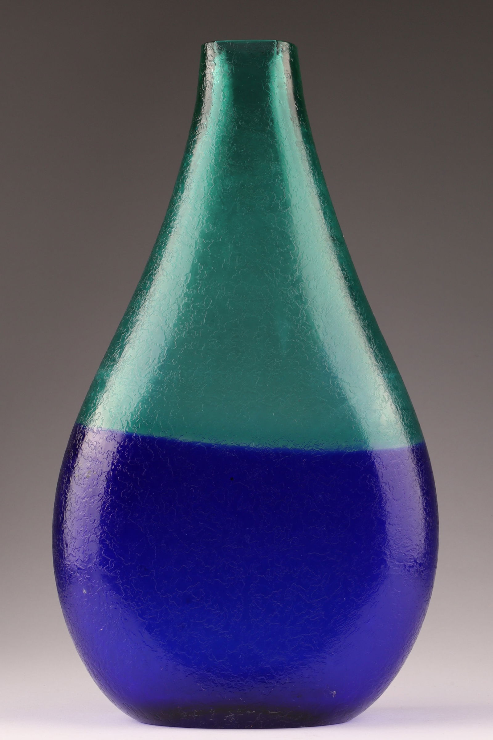 SEGUSO FLAVIO POLI Murano Corroso Art Glass Vase, Blue Gradient (1 of 6)
