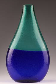 SEGUSO FLAVIO POLI Murano Corroso Art Glass Vase, Blue Gradient (1 of 6)