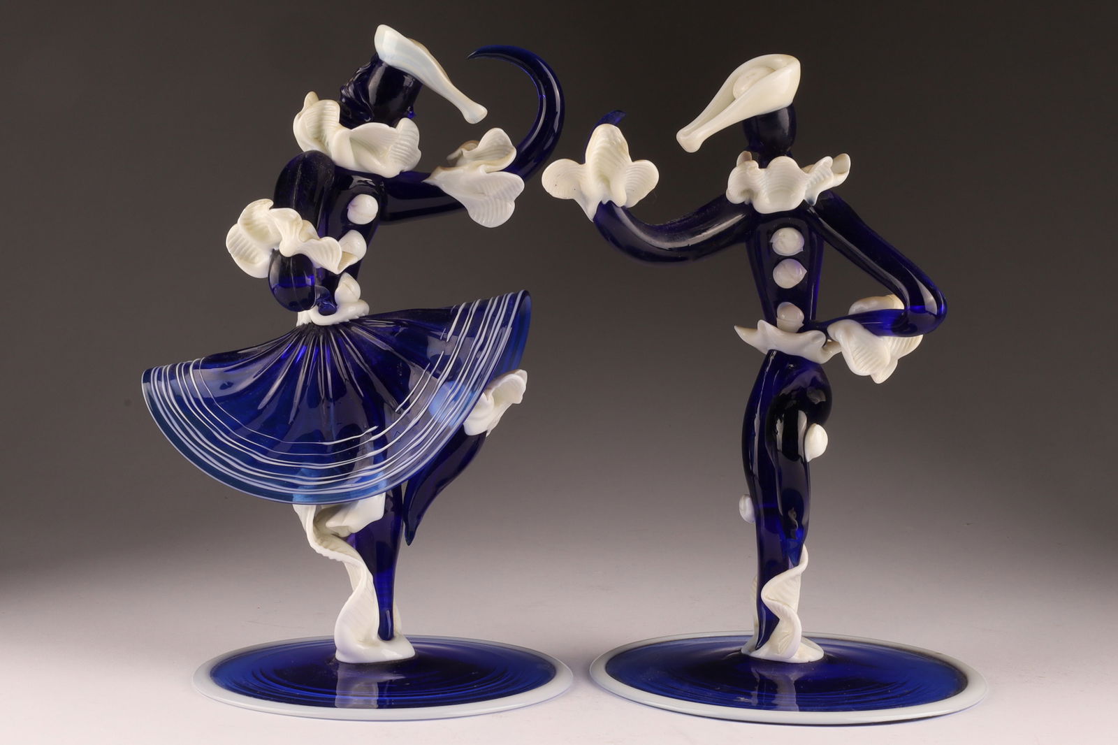 VINTAGE Venetian Art Glass Dancer Figurines, Pair, 1940s (1 of 8)
