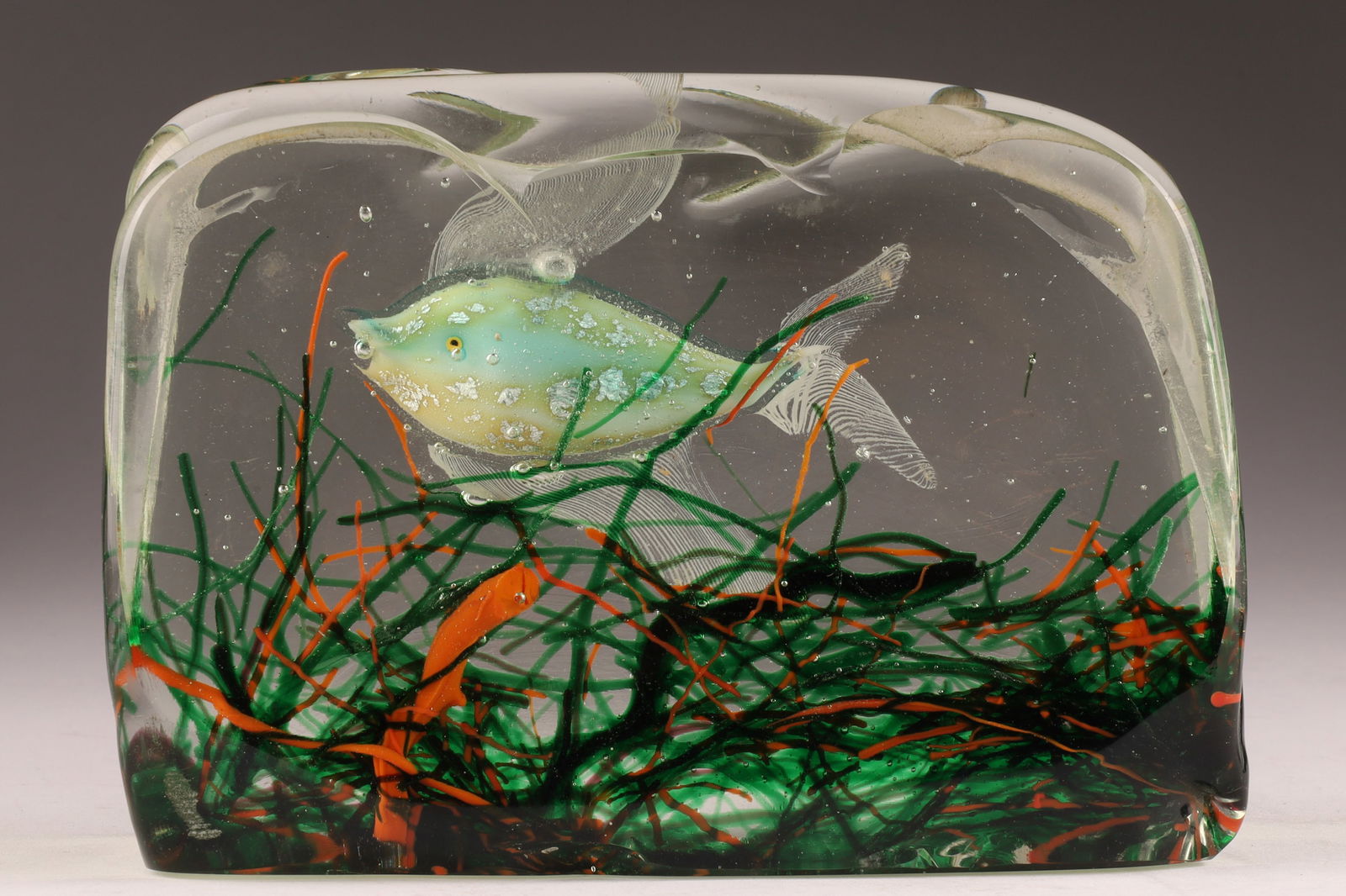 ALFREDO BARBINI Murano Glass Aquarium Block Sculpture, 1950s (1 of 7)