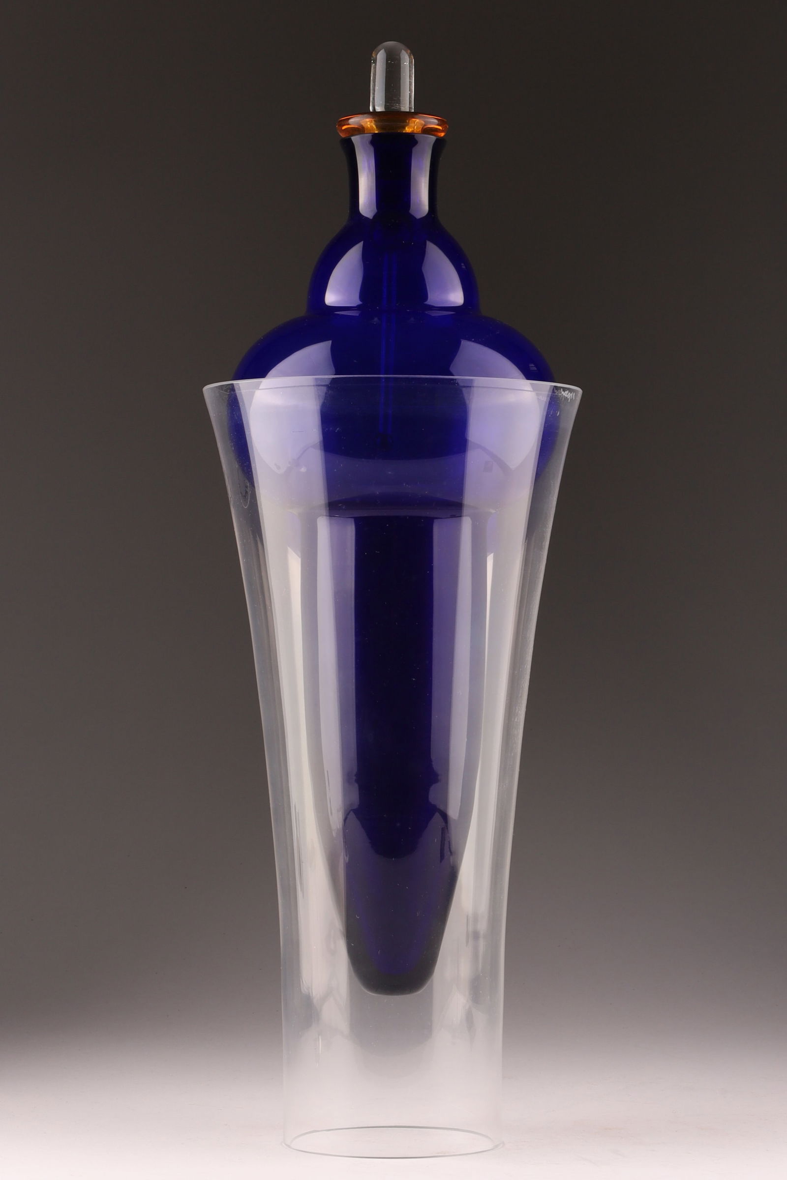 STRIKING VINCENZO NASON MURANO 3-PART DECANTER VINTAGE ITALIAN ART GLASS BARWARE 1980s (1 of 6)