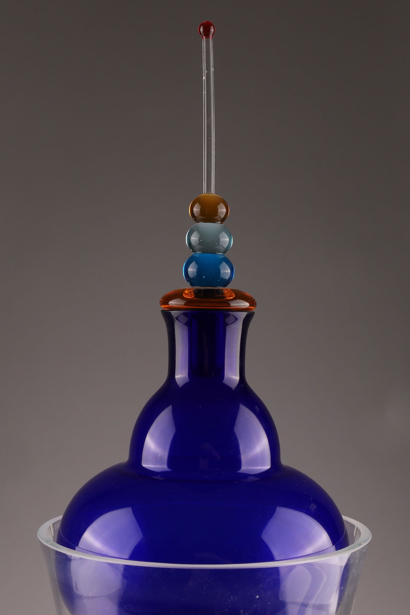 STRIKING VINCENZO NASON MURANO 3-PART DECANTER VINTAGE ITALIAN ART GLASS BARWARE 1980s - 2