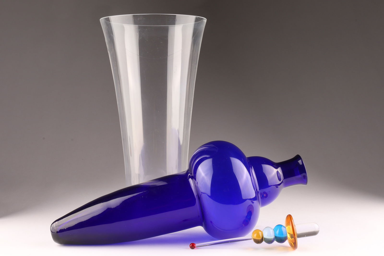 STRIKING VINCENZO NASON MURANO 3-PART DECANTER VINTAGE ITALIAN ART GLASS BARWARE 1980s - 4