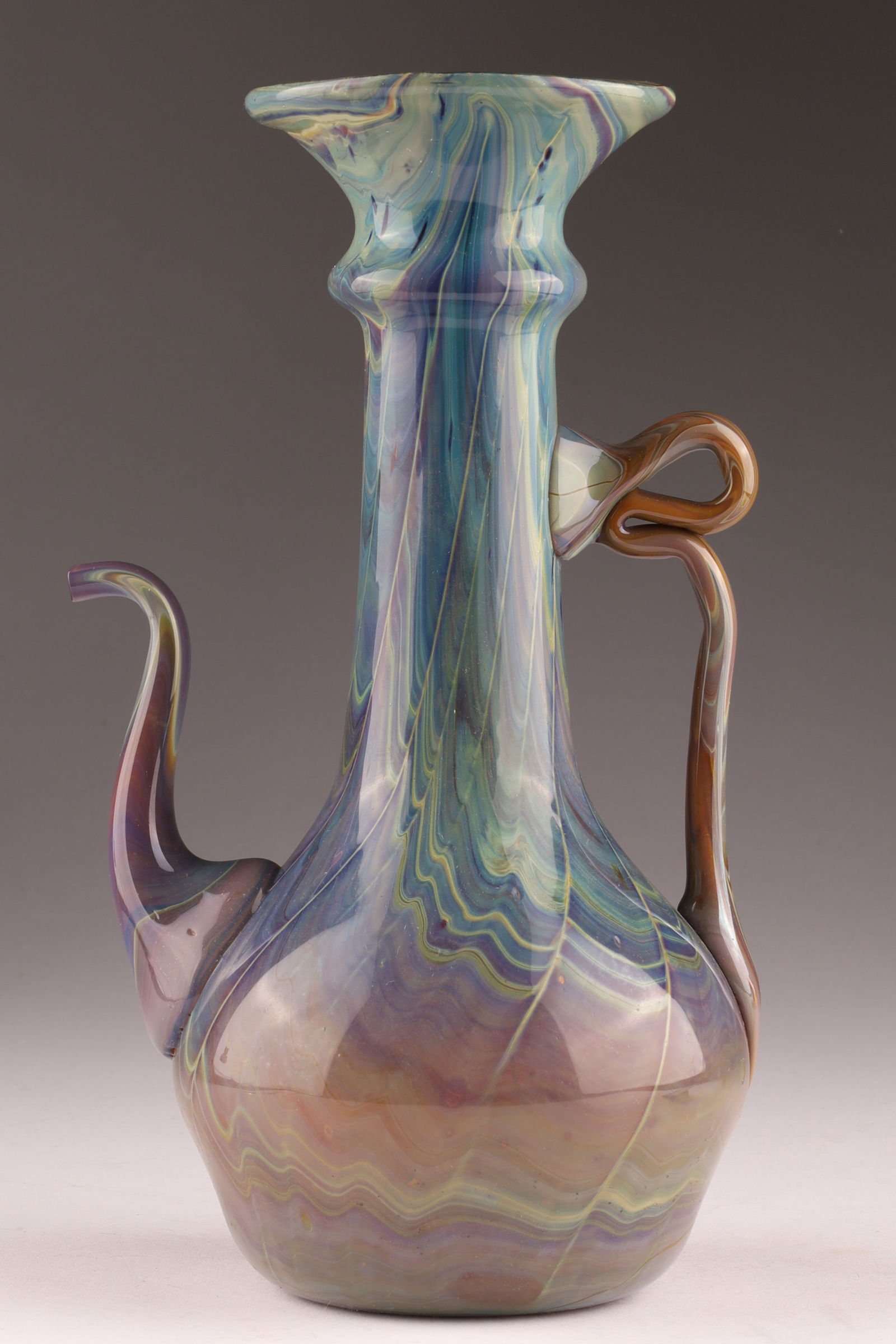 Venetian Salviati & Co Renaissance Style Piriform Ewer in Calcedonio Glass: Venetian Salviati & Co Renaissance Style Piriform Ewer in Calcedonio Glass. 8 inches H x 4.5 W.