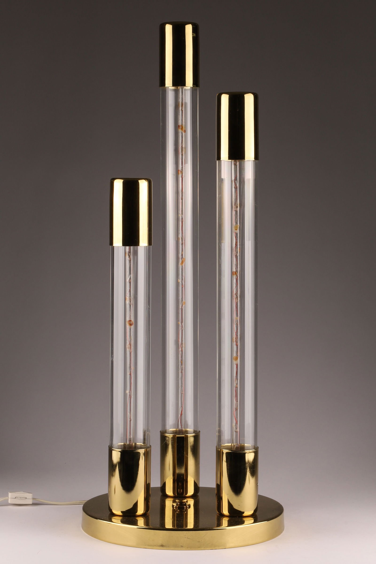 Post Modern Brass and Lucite Cylindrical Light Tube Lamp (1 of 6)