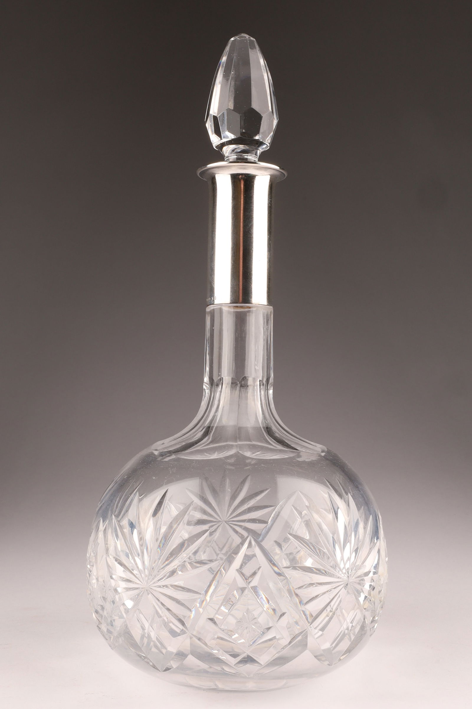 Antique German Cut Crystal Decanter With 800 Silver Collar (1 of 6)
