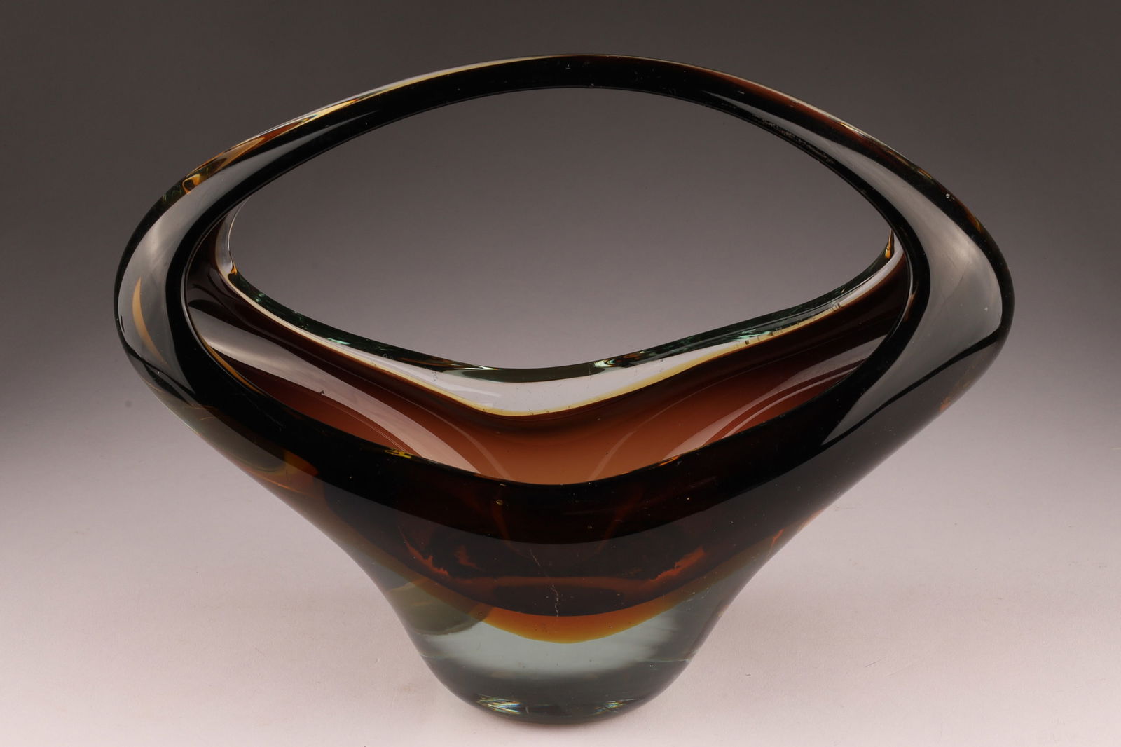 Murano Italy Archimede Seguso Sommerso Art Glass Centrepiece Basket Vase - 2