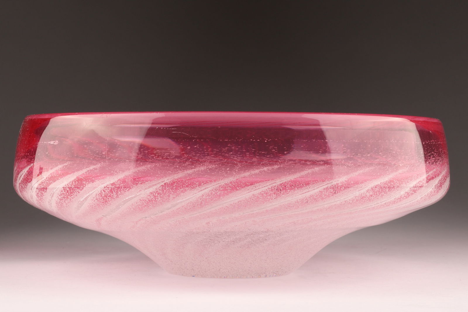 Skrdlovice Czech Pink Swirled Bubble Art Glass Bowl by Ladislav Palecek (1 of 5)