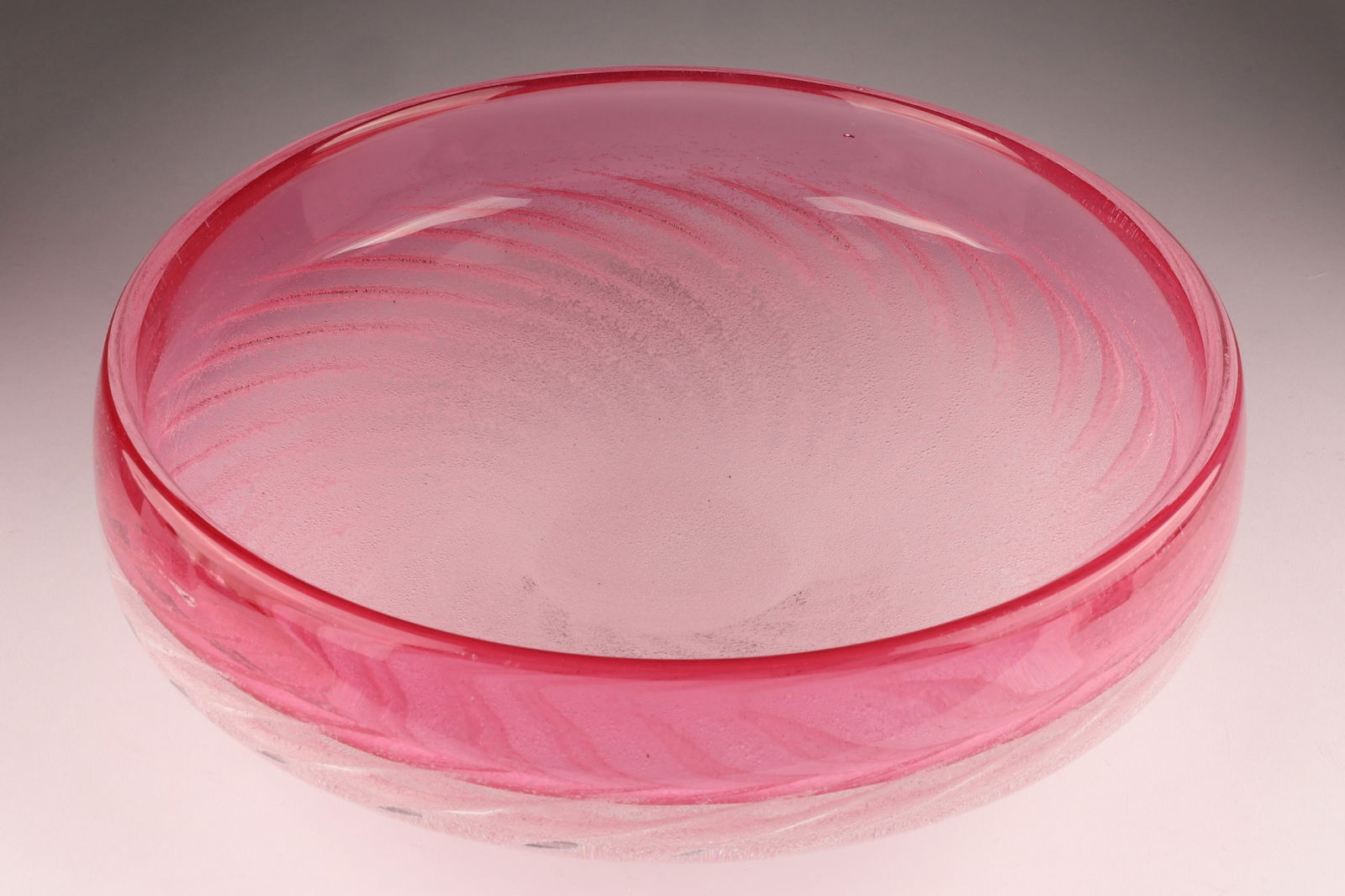 Skrdlovice Czech Pink Swirled Bubble Art Glass Bowl by Ladislav Palecek - 2