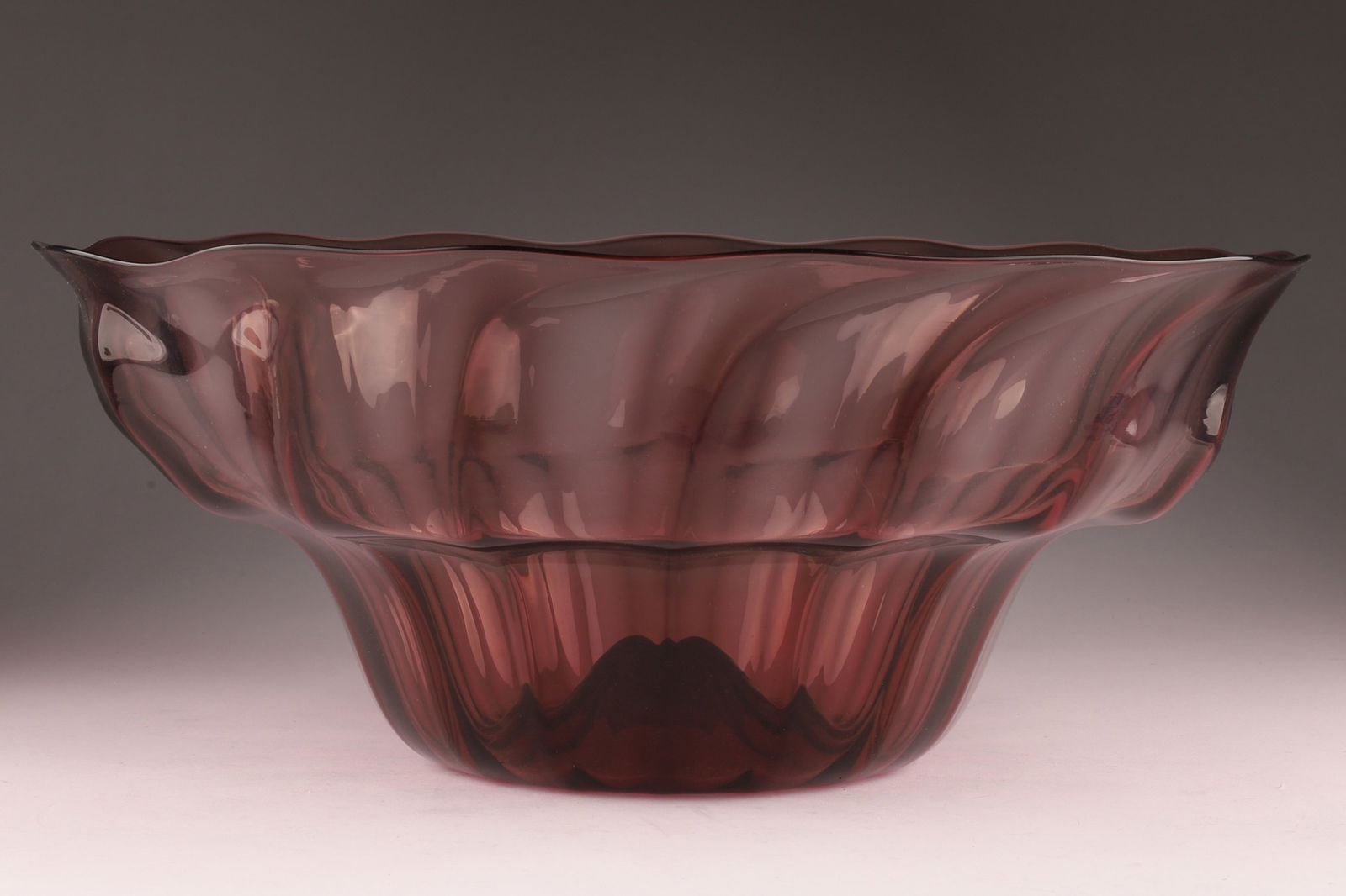 Vittorio Zecchin (1878-1947) Soffiato Amethyst Glass Centrepiece Bowl Murano Italy, unsigned (1 of 6)