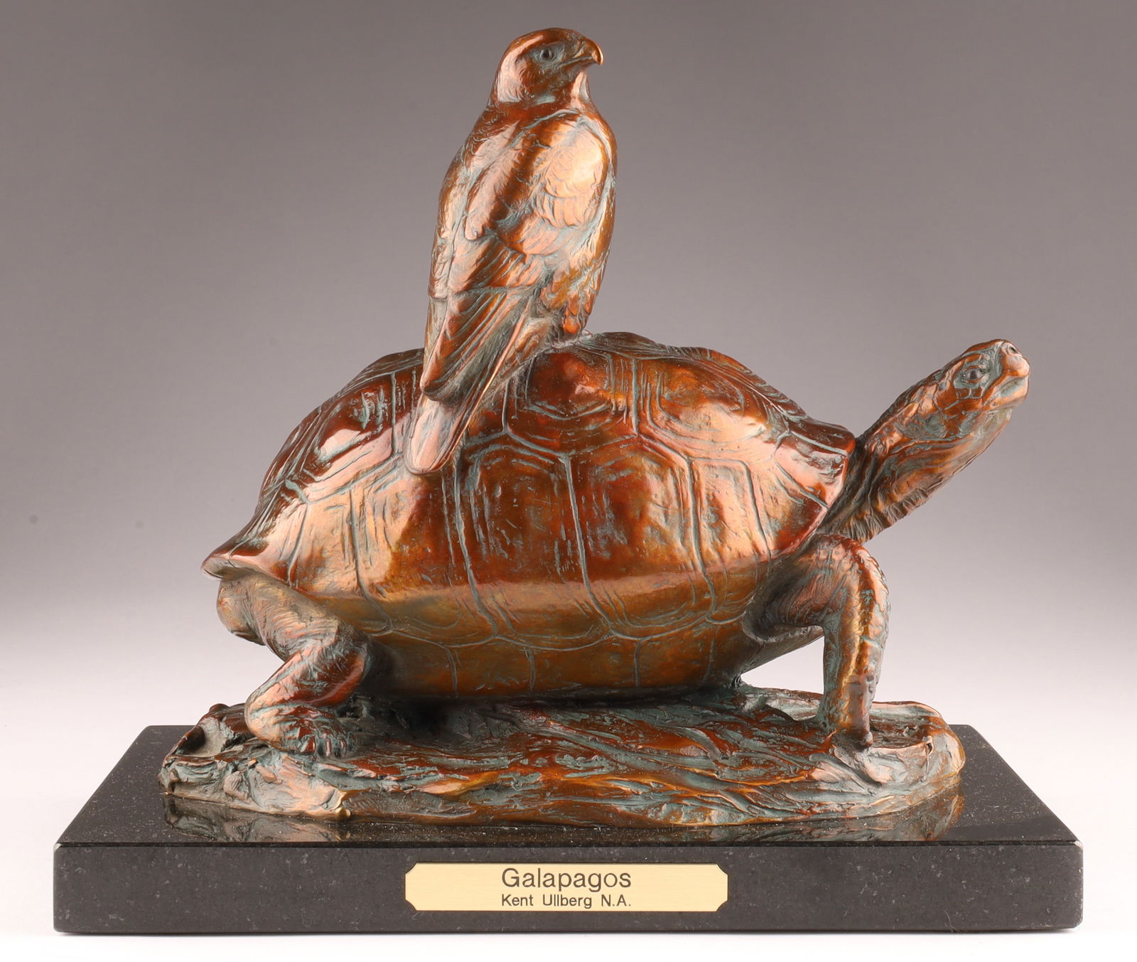 Kent Ullberg Galapagos Tortoise and Hawk Bronze Sculpture (1 of 10)