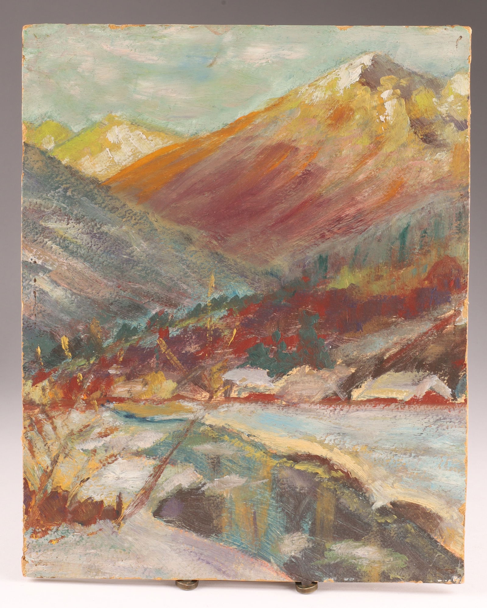 Abstract Mountain Landscape, 1961 Oil on Board Painting (1 of 6)