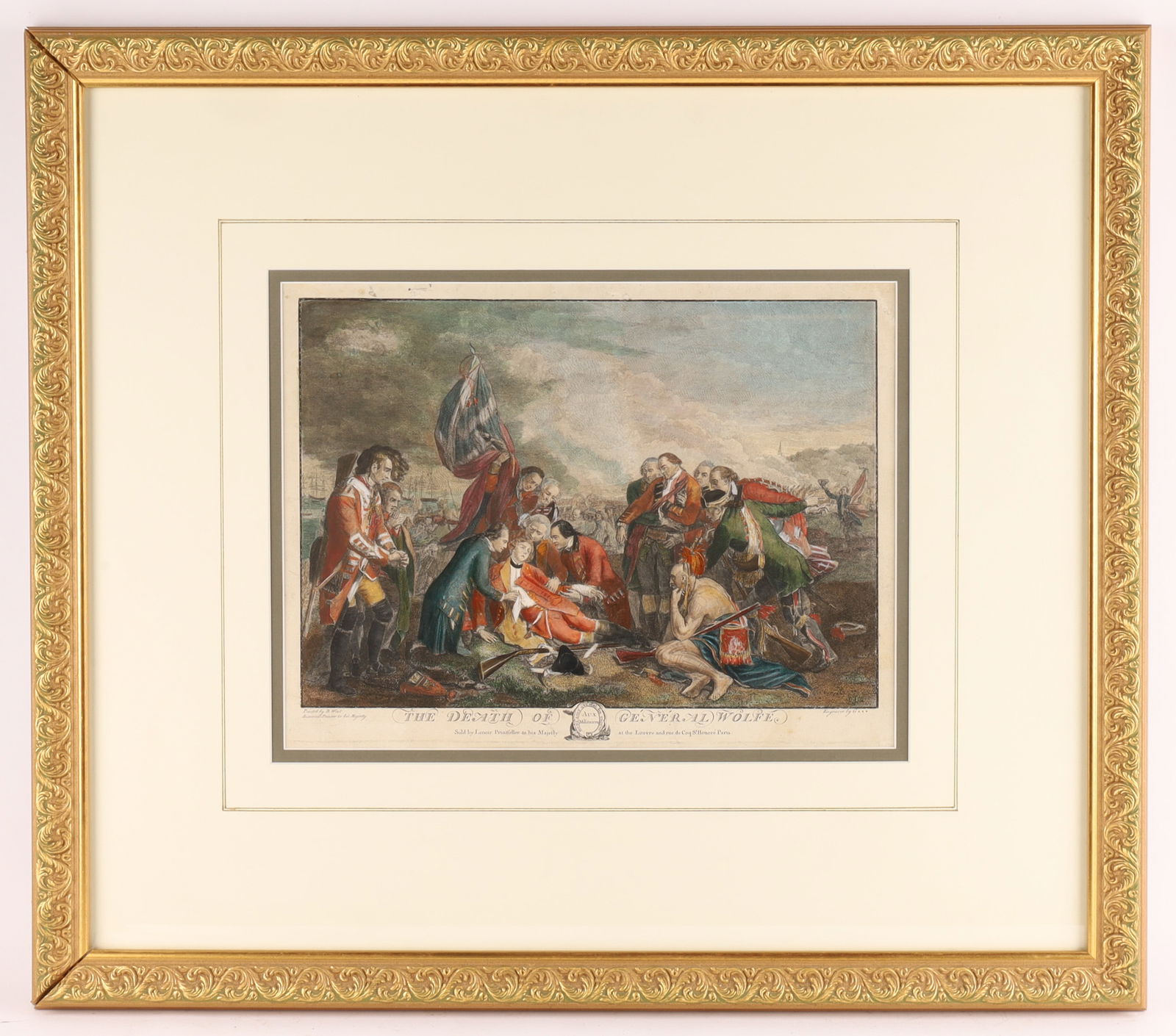 Hand-Coloured Engraving, The Death of General Wolfe, After Benjamin West, 18thc. (1 of 7)