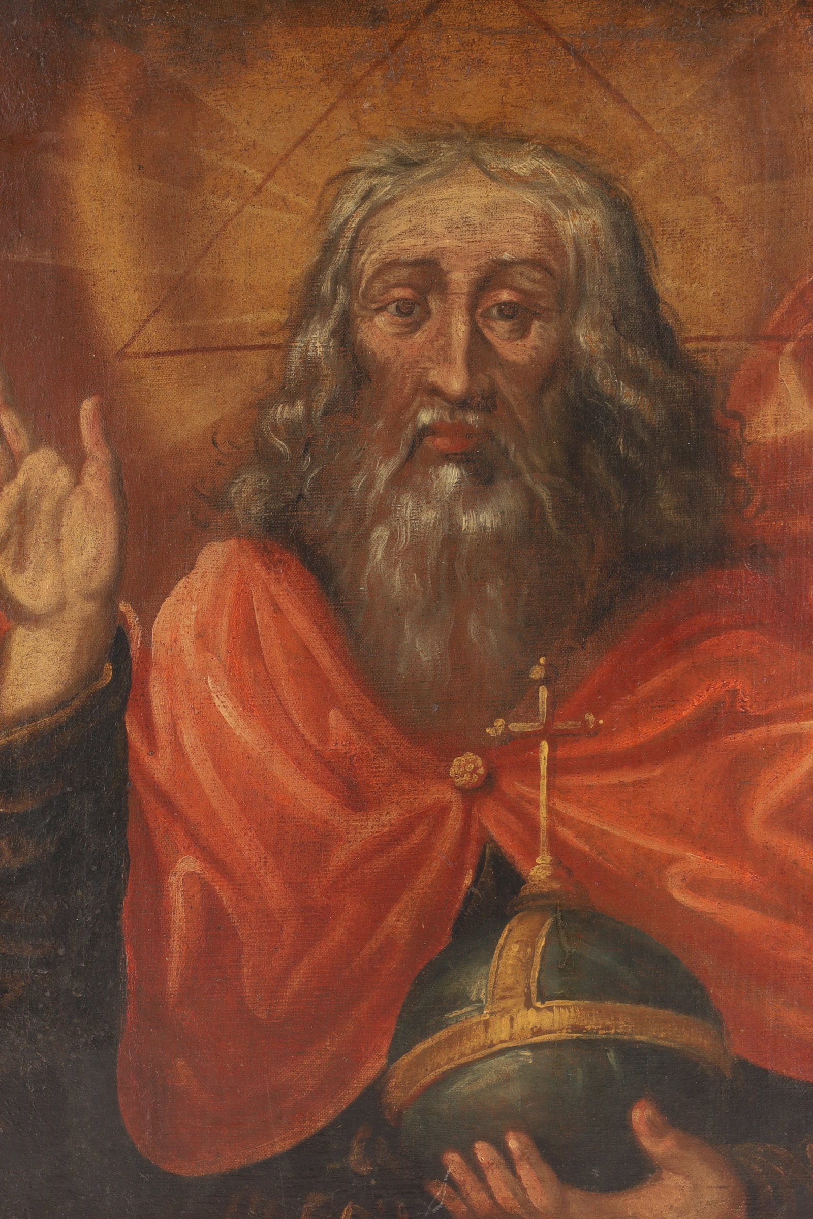 Antique Continental School Eternal Father Holding the Orb of the World painting (1 of 9)