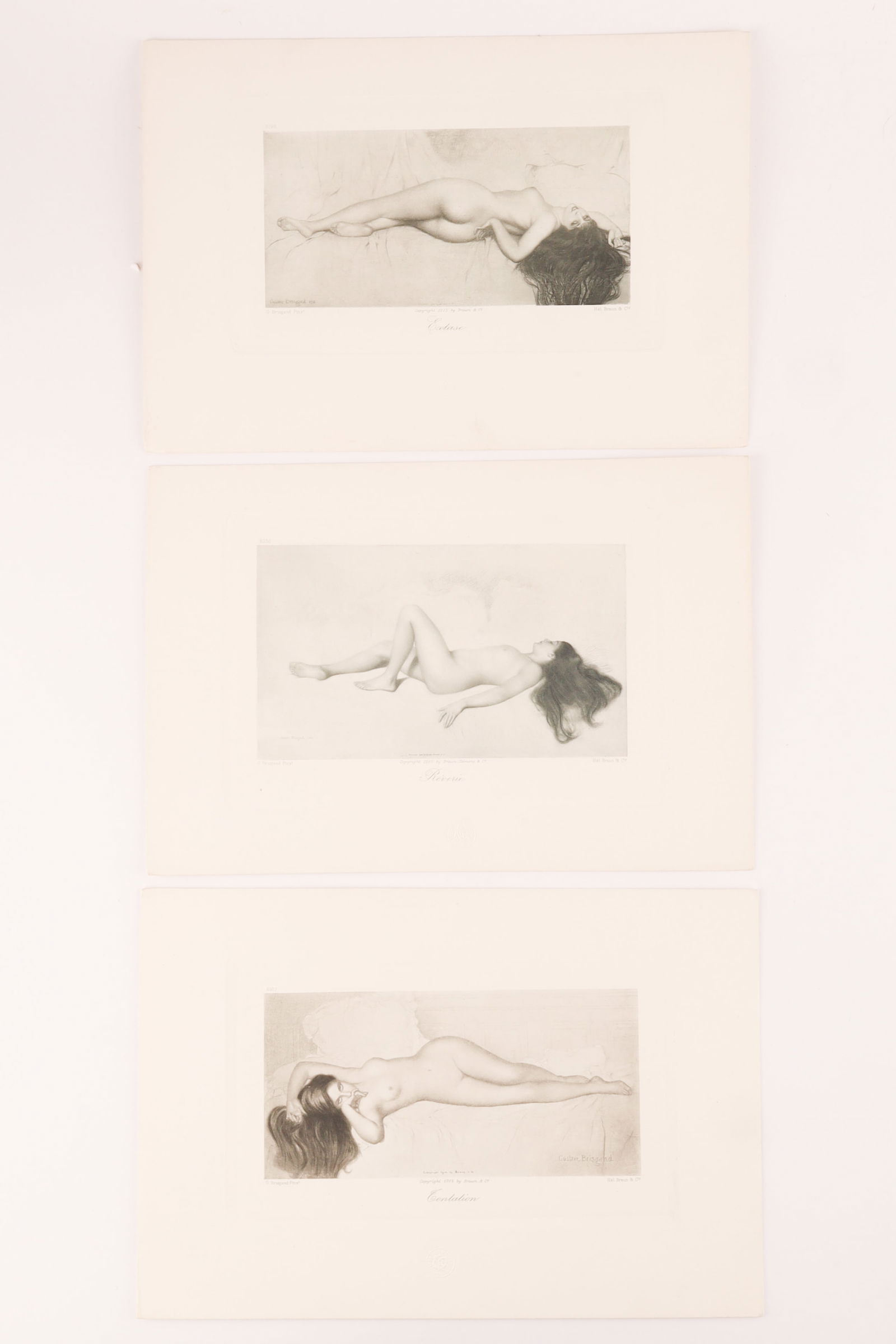 Gustave Brisgand (French, 1867-1944) Engravings of Reclining Nudes (1 of 8)